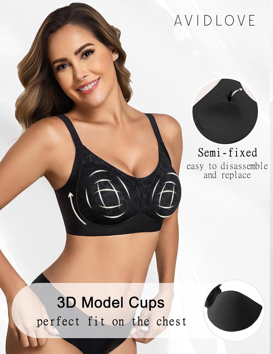 Avidlove Bras for Women No Underwire Lace Seamless Bralette Jelly Wireless Bras Full Coverage Tshirt Everyday Bras - Image 4