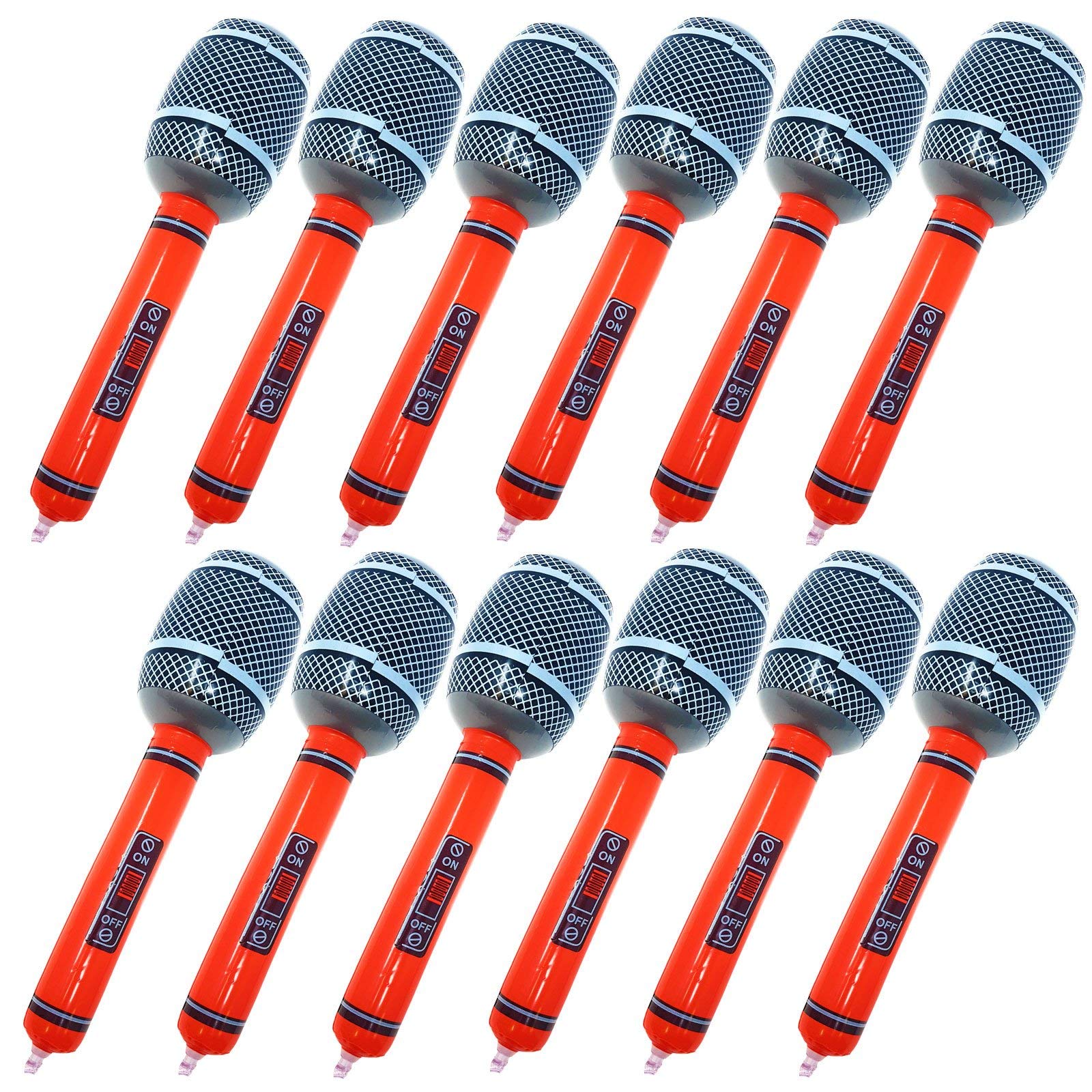 WS Accessories Inflatable Microphone 35cm [Red, Pack of 12]