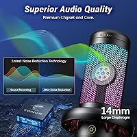 Vista 2 de TONOR Juego de micrófono de condensador vocal con brazo de brazo, equipo de grabación para PC con soporte, brillo controlable, silencio rápido