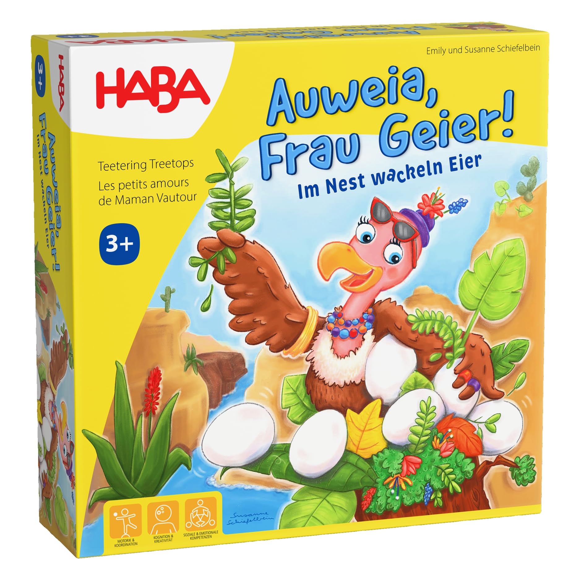 HABA Auweia, Frau Geier! – Spannendes Geschicklichkeitsspiel aus Holz, Nestbau, für Kinder ab 3 Jahren – 2011720001
