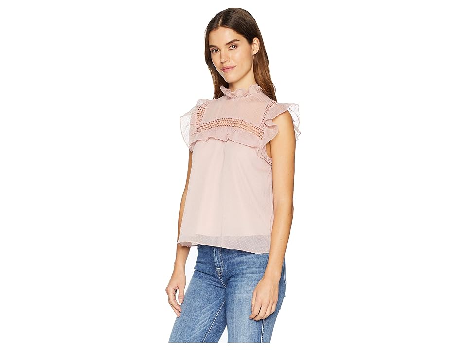 

BB Dakota On Chiffon Swiss Dotted Top (Mauve Rose) Women's Clothing, Purple