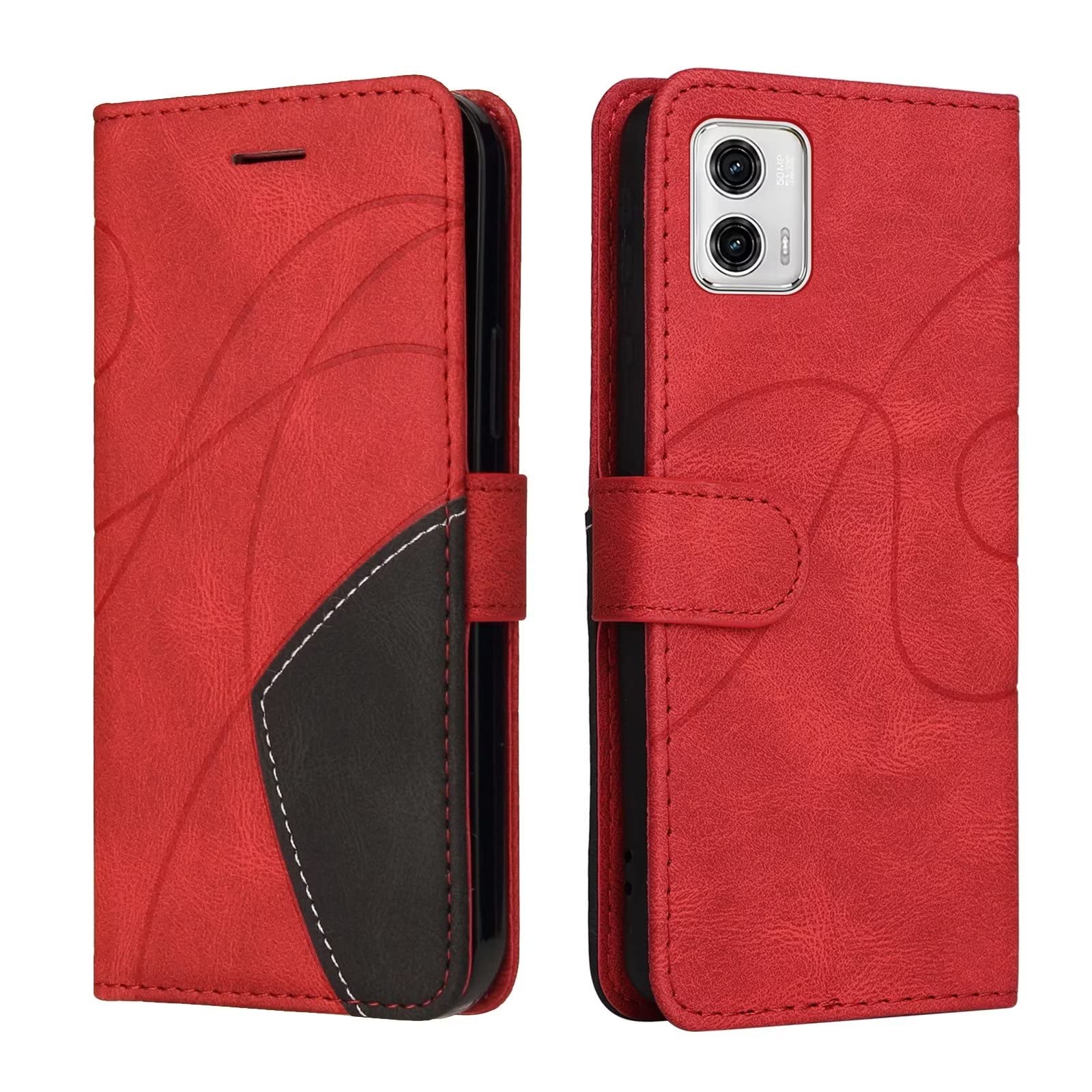 Lvnarery Motorola Moto G84 Case Protective Geometric Wallet Motorola Moto G84 Phone Case PU Leather Cover with Magnetic Closure Kickstand Bookstyle Folding Stand Silicone Bumper Card Holder Pouch Red