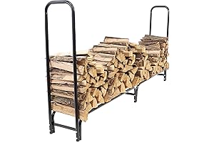 Sunnydaze 8-Ft Firewood Log Rack, Indoor/Outdoor, Black Powder-Coated Steel