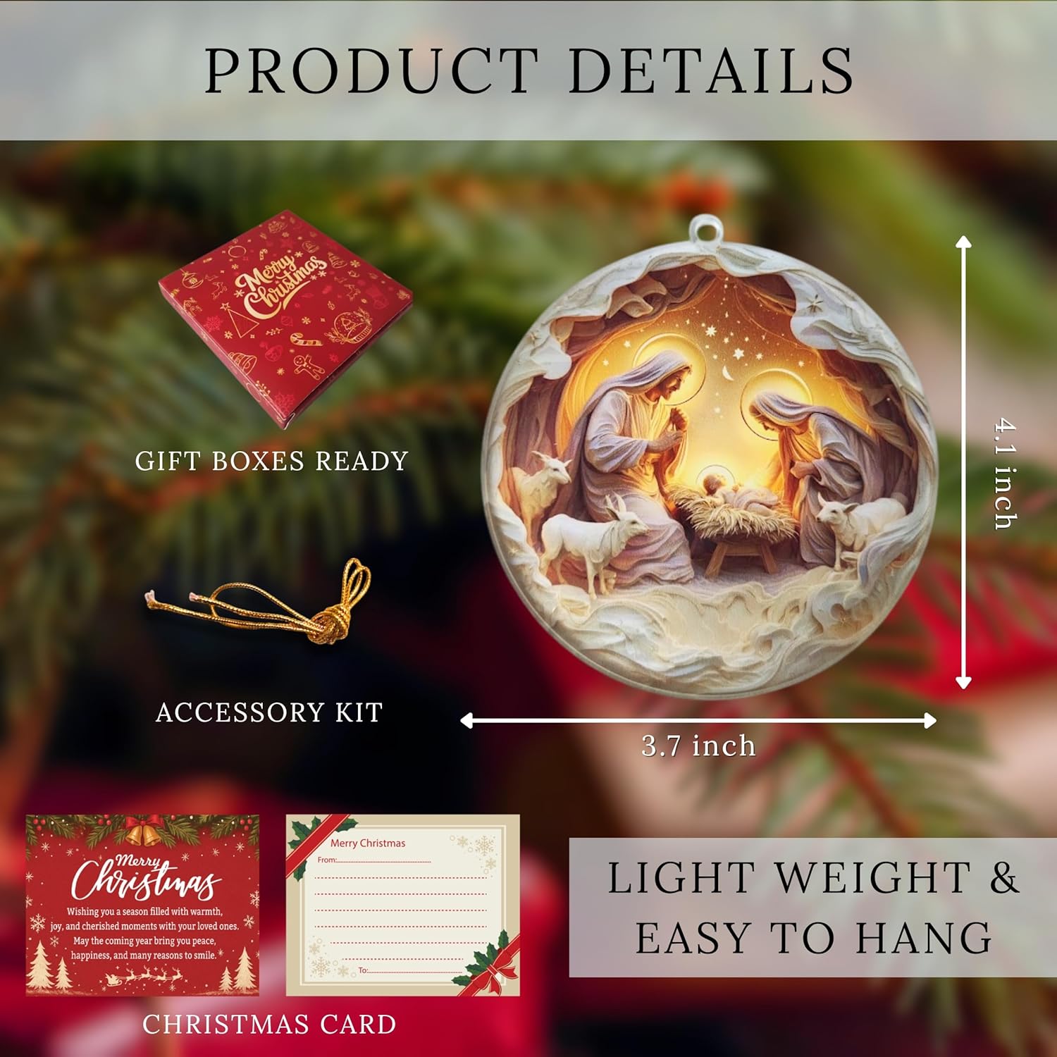 Nativity Christmas Ornaments – Religious Holy Family Ornament with Bethlehem Star, Christian Christmas Tree Decoration (Nativity Flat Ornament) - Image 3