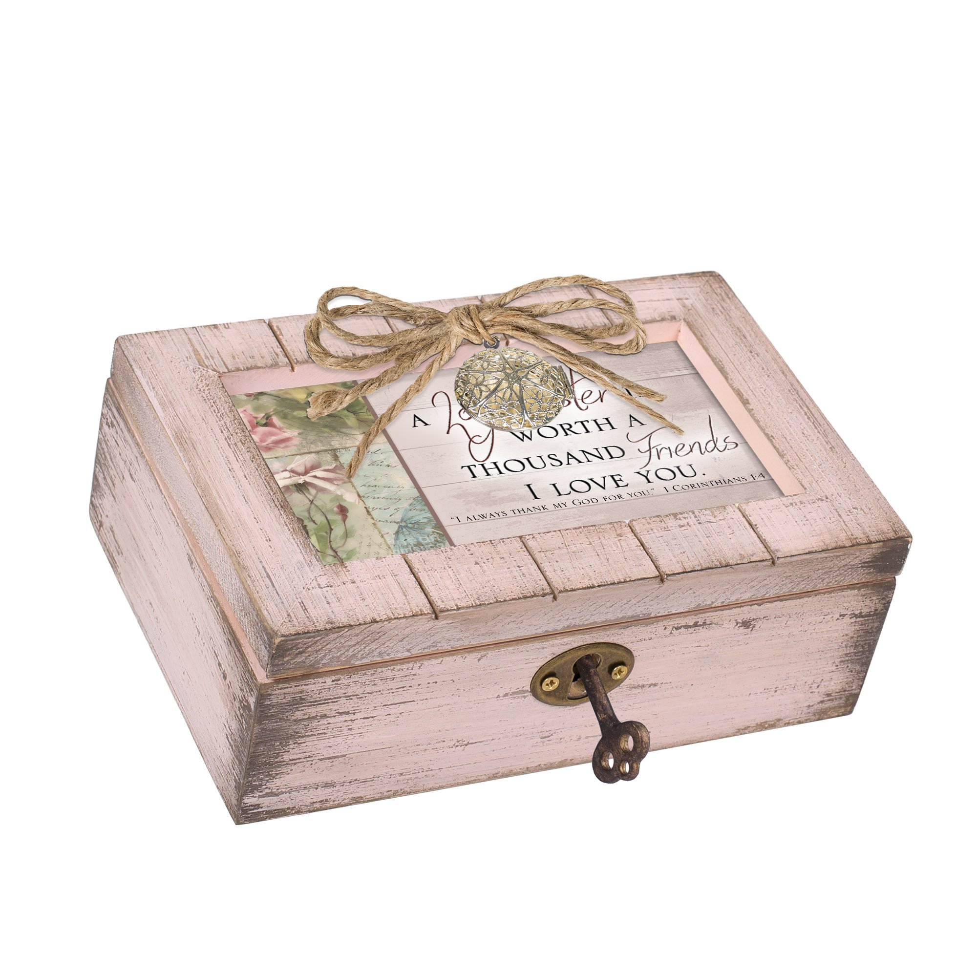 Caja de música para mesita de noche con marco de fotos rosa rubor estilo Cottage