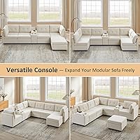 Vista 6 de VANOMi - Sofás seccionales de 6 plazas para sala de estar, sofá modular convertible de 118" en forma de nube, cómodos sofás de chenilla y sofás