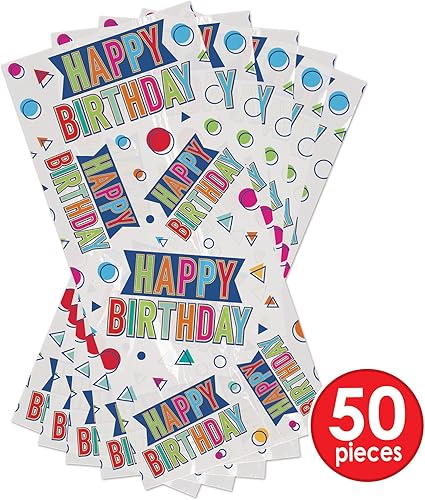 Miniatura 3 de Beistle 50 bolsas de celofán para regalos de fiesta, galletas, dulces, incluye lazos giratorios
