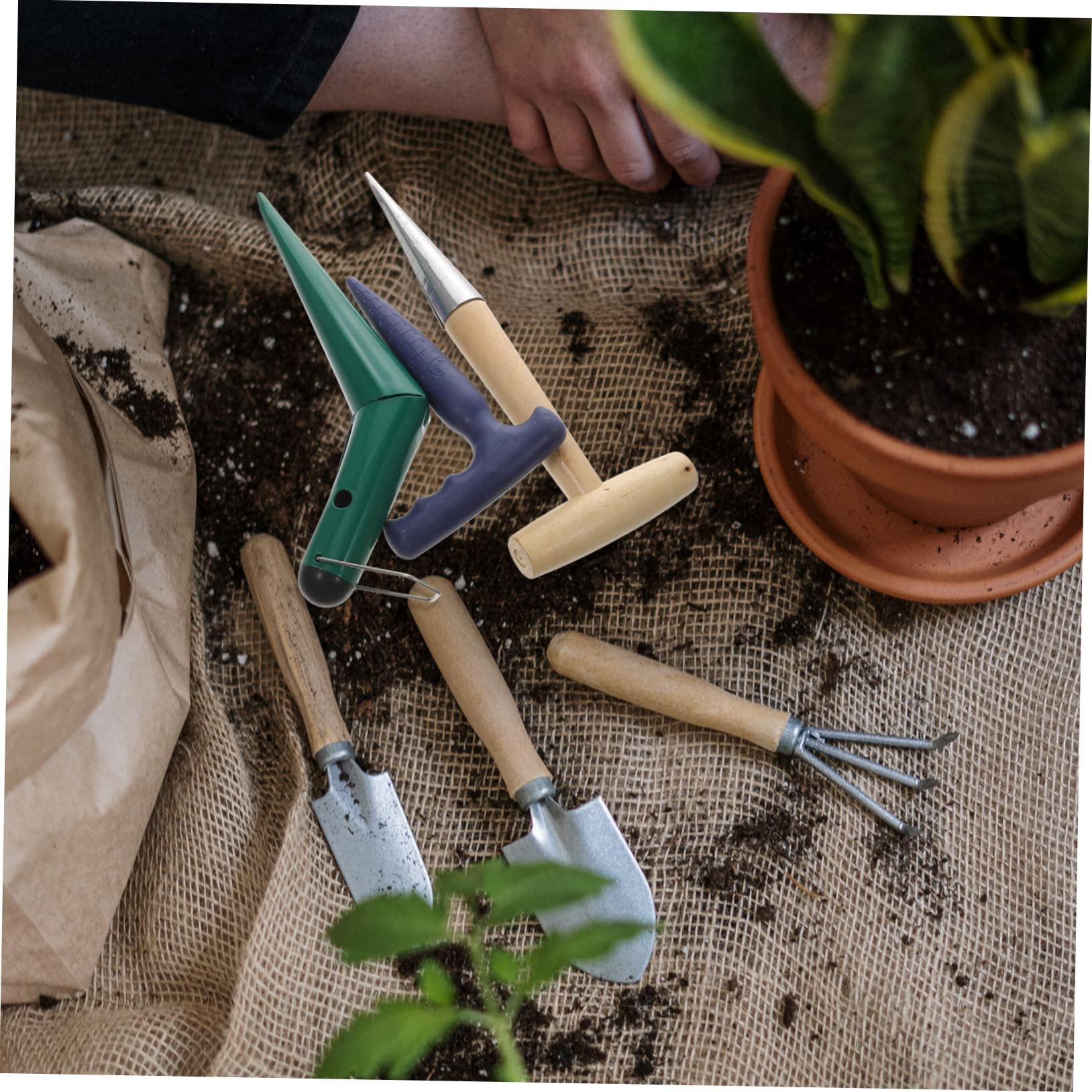 TOYANDONA Garten Pflanzgerät Mit Griff Pflanzwerkzeuge Für Erde Handpflanzer Aus Natürlichem Material Pflanzstecher Für Garten Pflanzholz Für Aussaat Und Bepflanzen