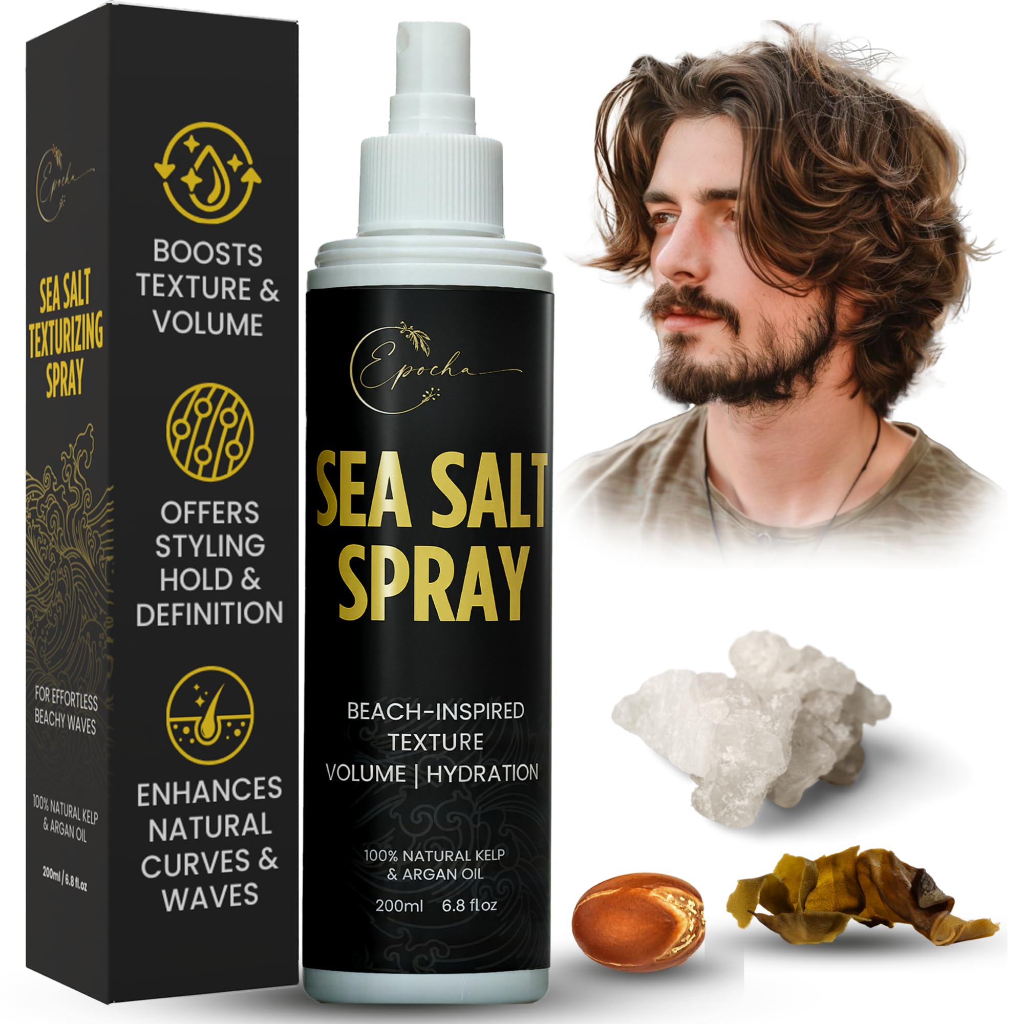 Epocha Sea Salt Spray for Hair 6 8oz 100 Natural Kelp Argan Oil Texturizing Hair Spray for Men