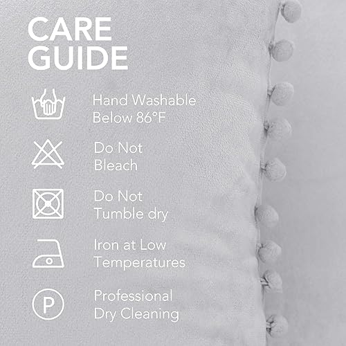 Vista 132 de Deconovo Juego de 2 fundas de almohada de terciopelo, 20 x 20 pulgadas, color verde azulado, cuadradas, con pompones, suaves, con cremallera