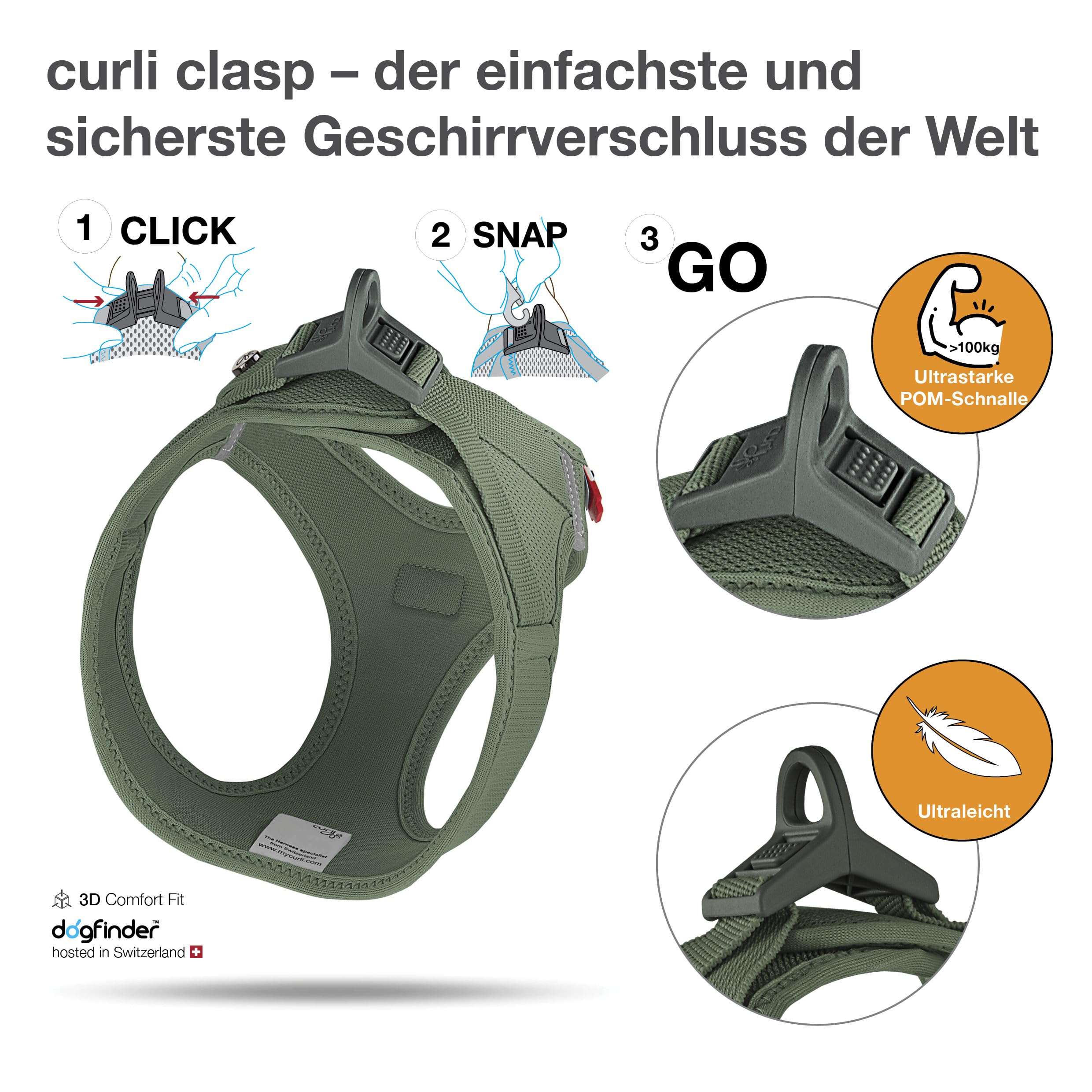Vest Harness curli Clasp Air-Mesh Moss XS