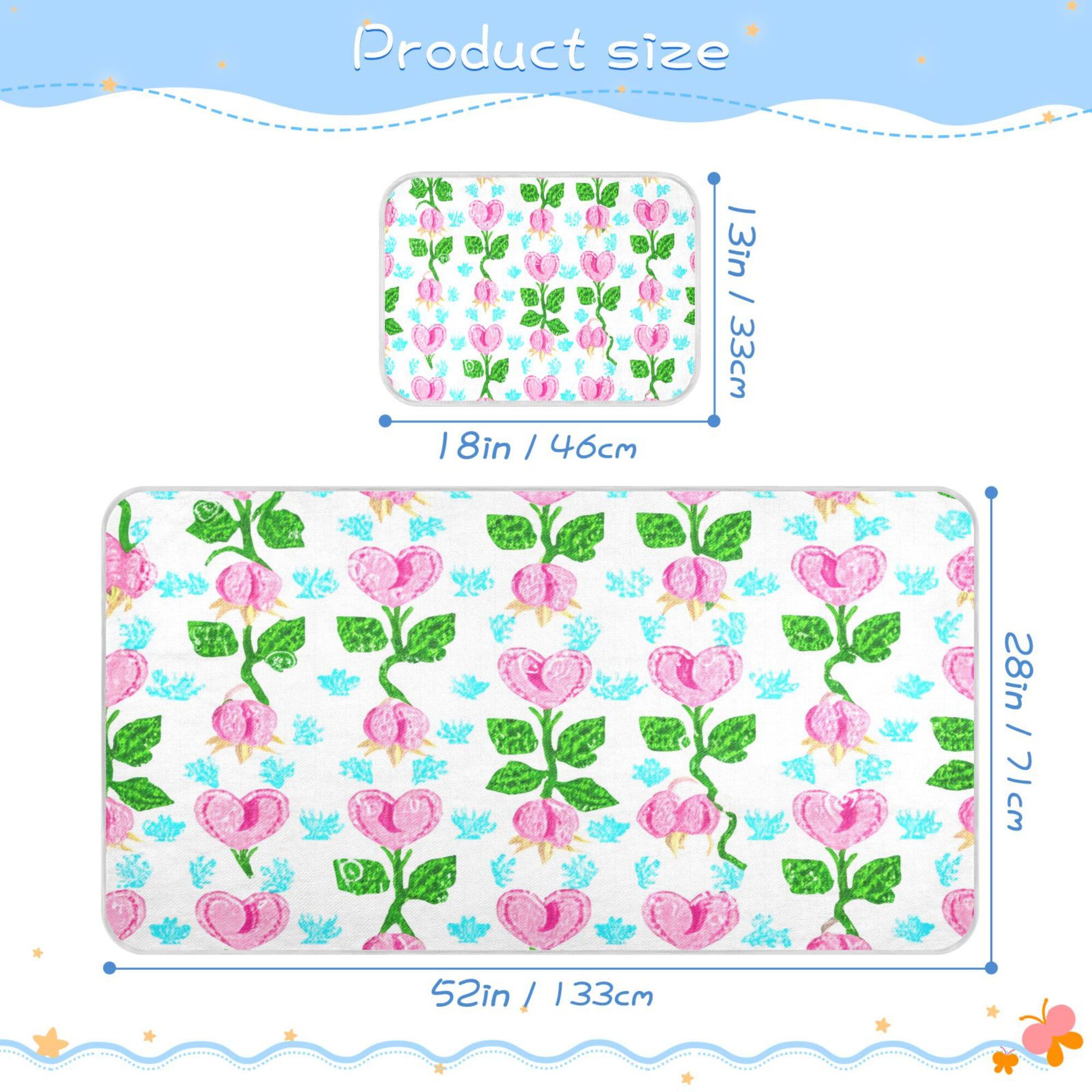 SEHANY Elegant Herb Flowers Toddler Mattress Pads for Summer, Keep Cool Breathable Ice Silk Baby Bed Mat for Boys Girls, Soft Sweat Absorbent Crib Sheets Cover Fits Standard Crib
