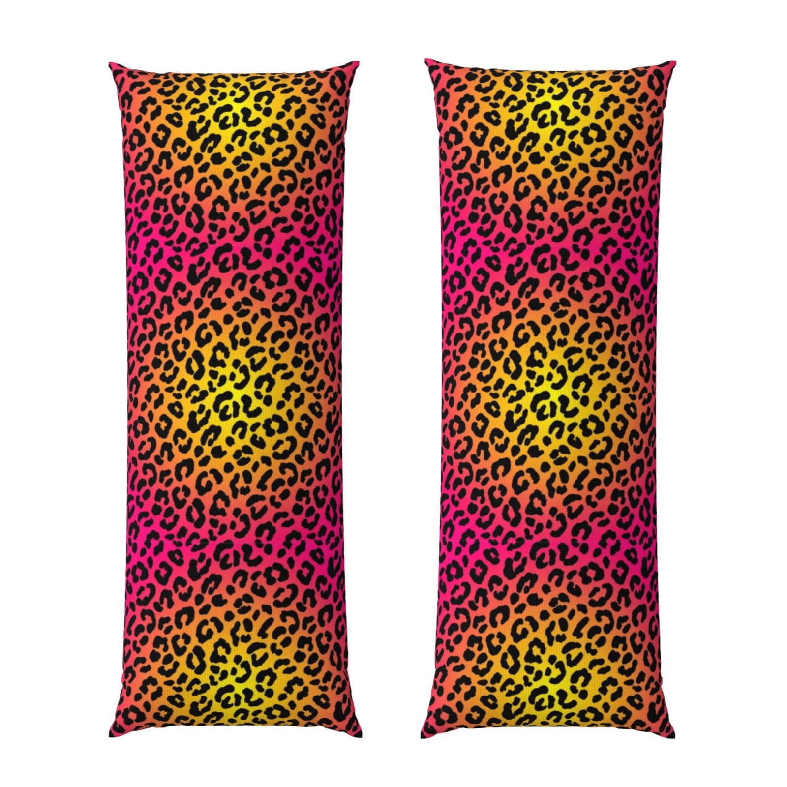 Long Pillow Cover 20x54, Hot Pink Purple Cheetah Leopard Print, Cozy Microfiber Pillowcase with Zipper, Soft Breathable Protector for Bed Sofa Couch Decoration
