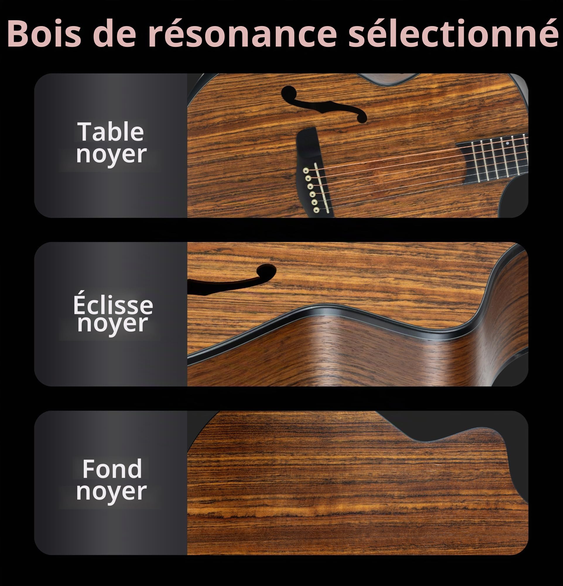Classic Cantabile SHG-2WN LaBelle Western guitar with side soundhole and armrest - walnut top, back & sides - blackwood fingerboard/okoumé neck - vintage-style acoustic guitar.