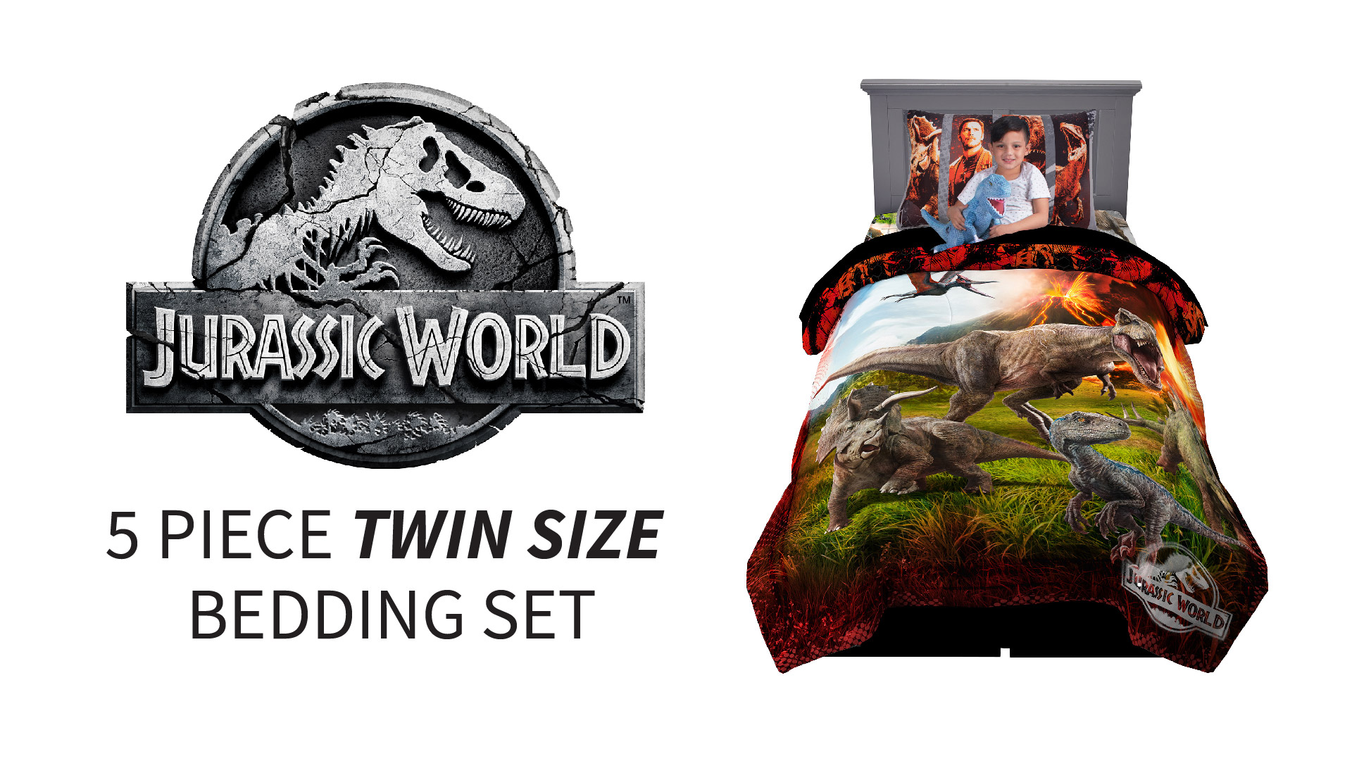 6 Universal+Jurassic+Microfiber+Comforter+Bedding