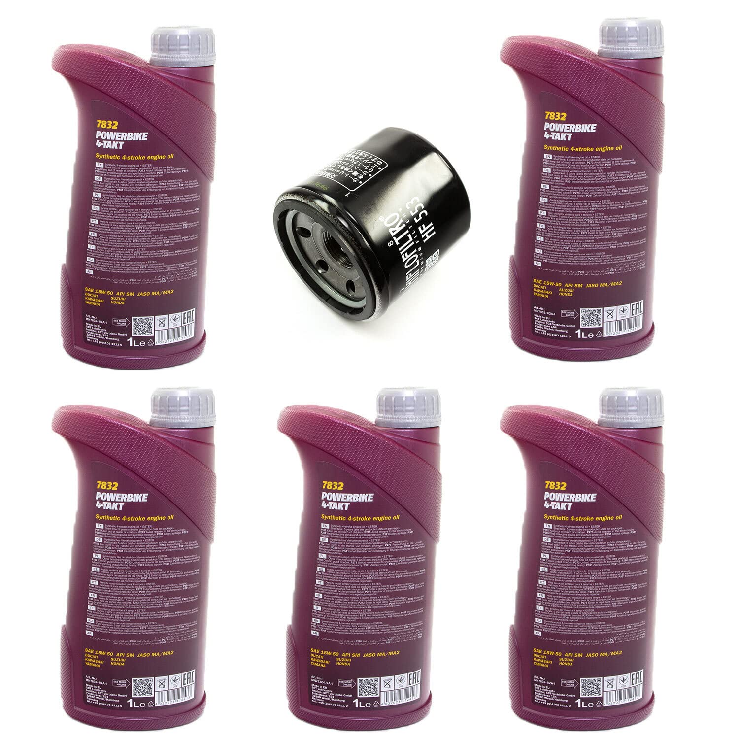 Motoröl Set 15W50 5 Liter + Ölfilter HF553 für Benelli