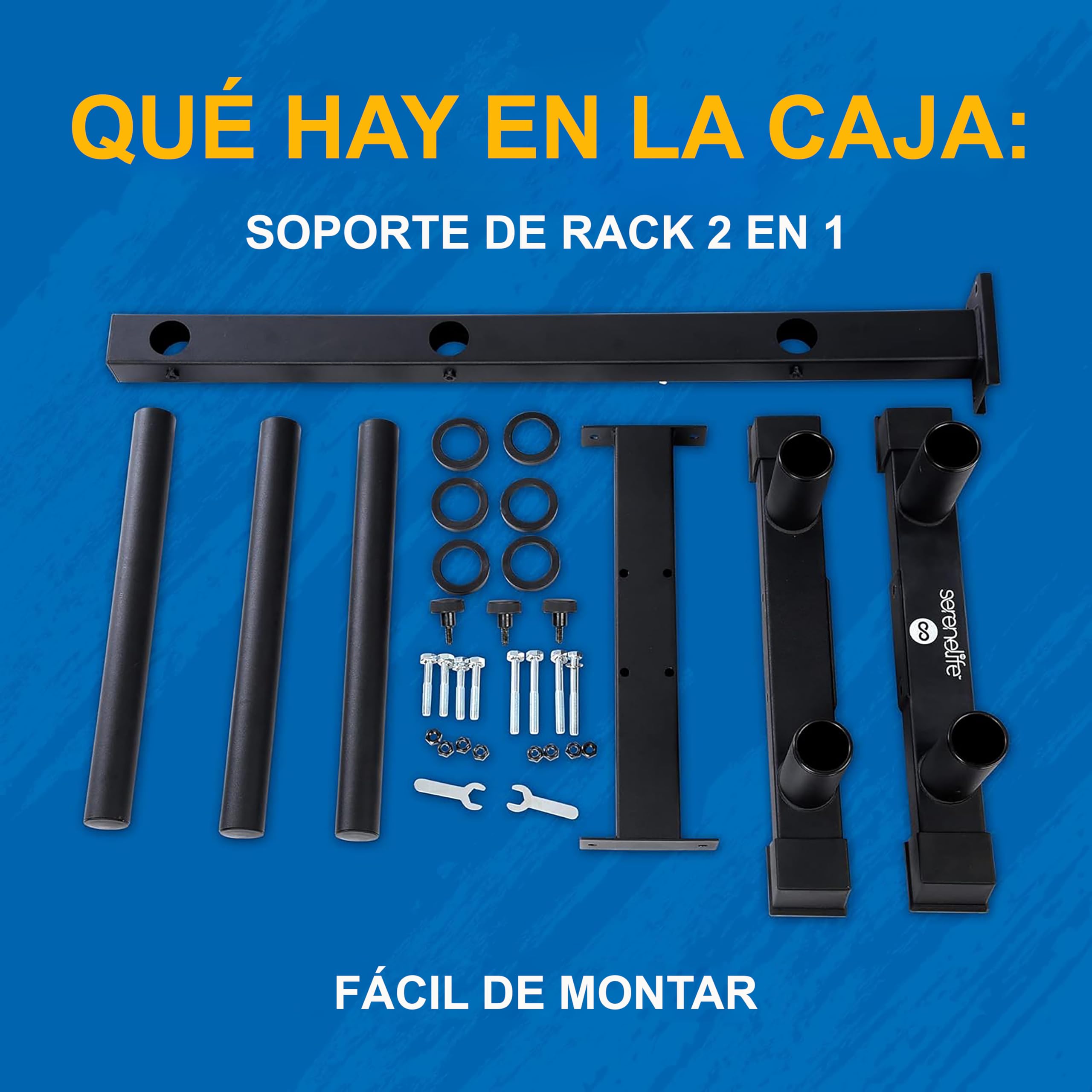 SereneLife soporte para discos de pesas, Organizador de gimnasio, Resistente, Capacidad para 363kilos, Facil ensamblaje, Compacto, Ahorrador de espacio