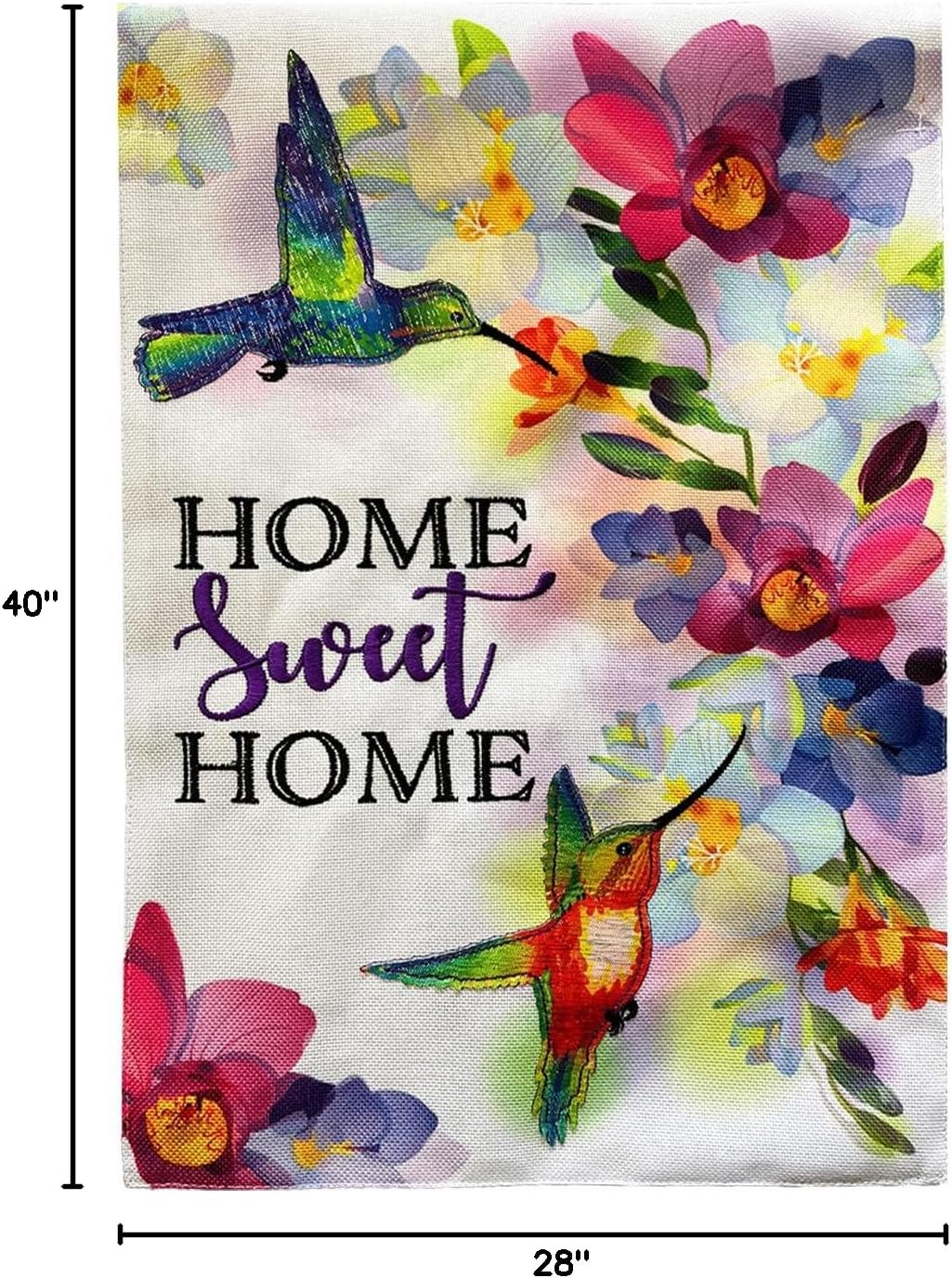 Briarwood Lane Home Sweet Home Hummingbirds Burlap House Flag