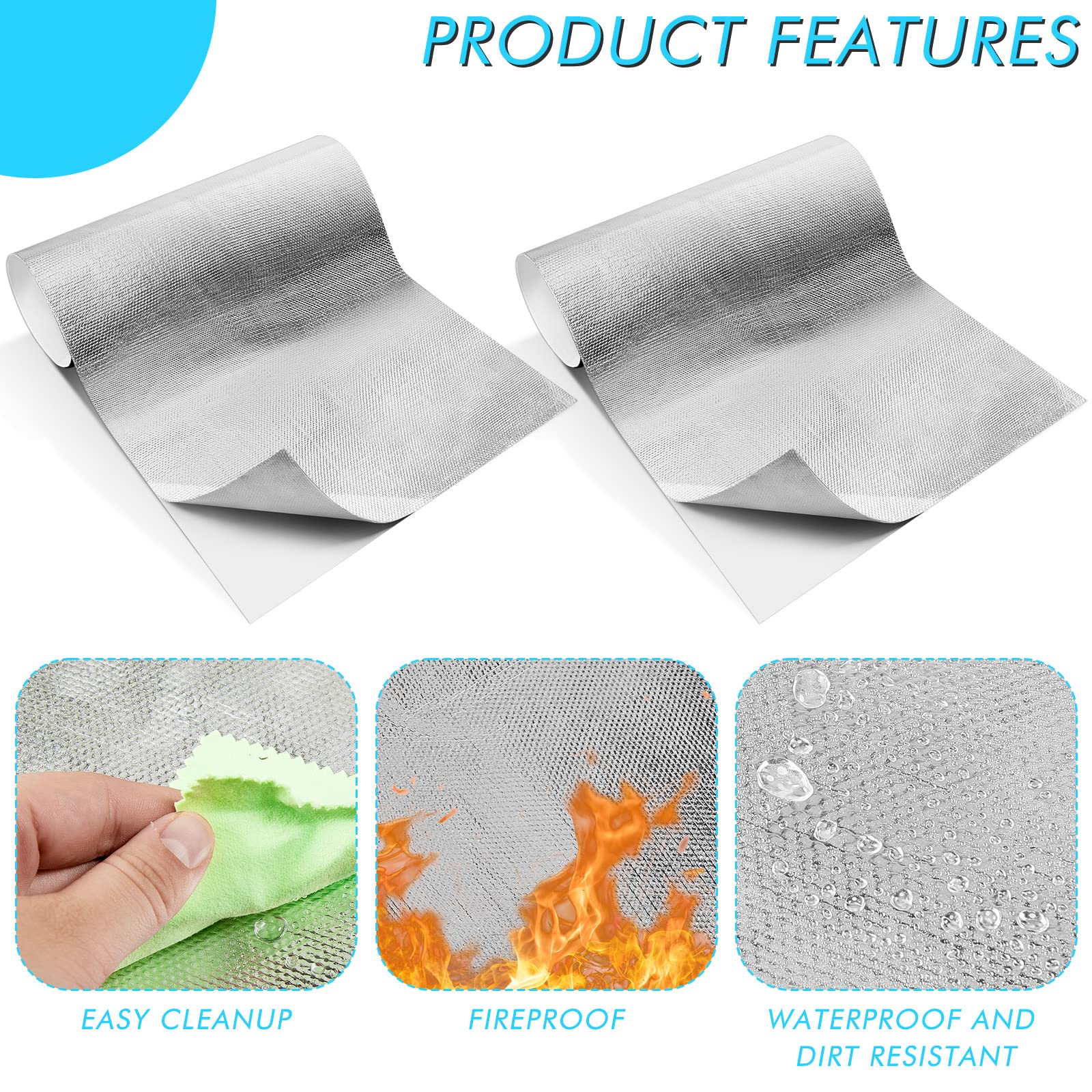Aluminized Heat Shield Thermal Barrier Adhesive Backed Heat Blanket 12 X 24