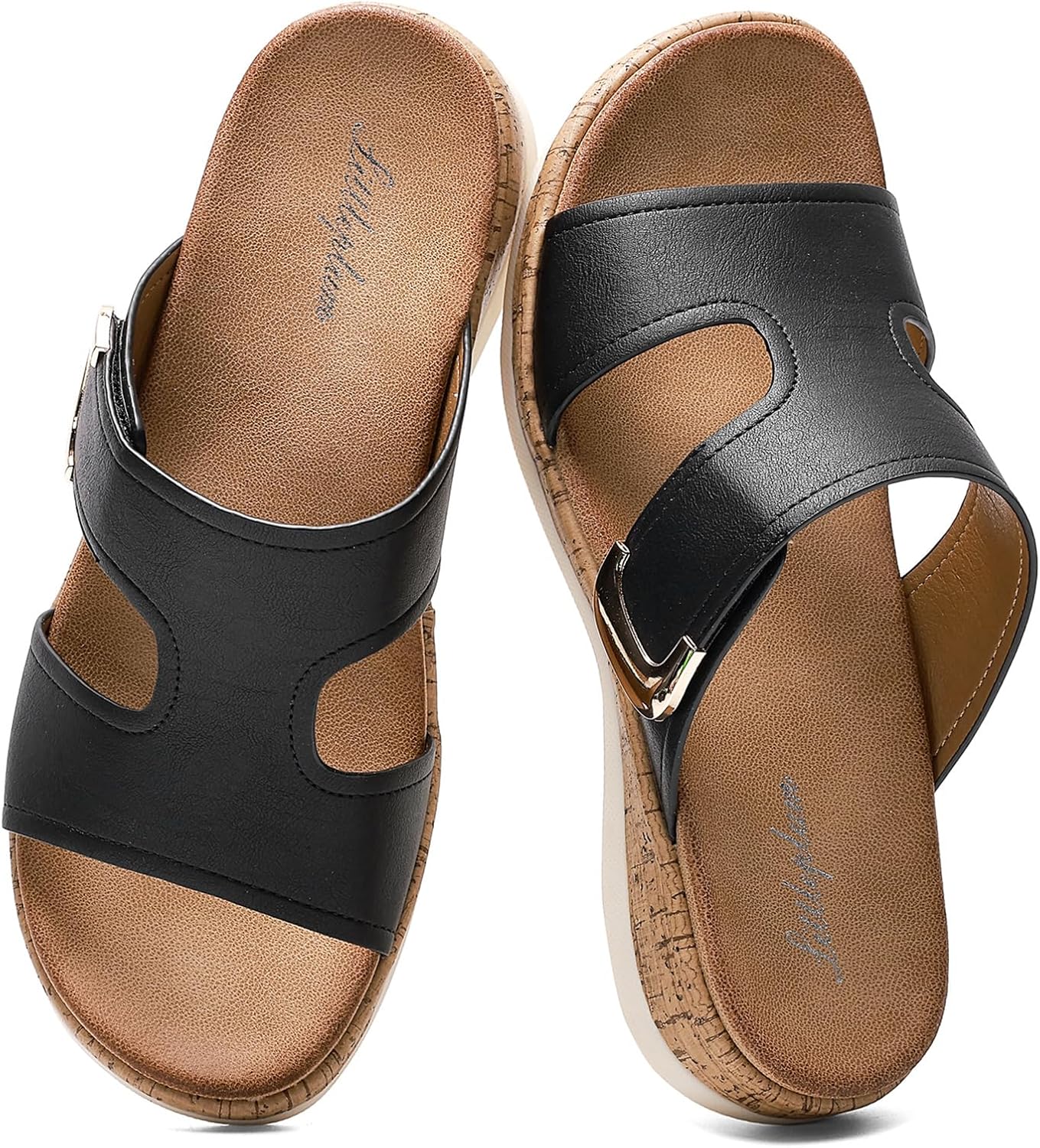 Littleplum Womens Sandals Arch Support Slides – Comfortable Flat Sandals for Women, Summer Breathable Flip-flops Walking Shoes for Beach,Travel