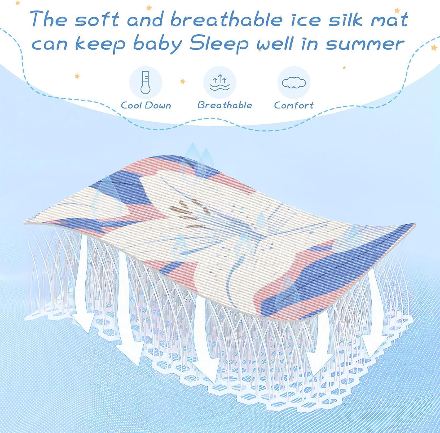 White Lily Flowers Blue Leaves Cooling Baby Crib Mattress pad 28" x 52" Reusable Pads for Bed for Baby&Toddler