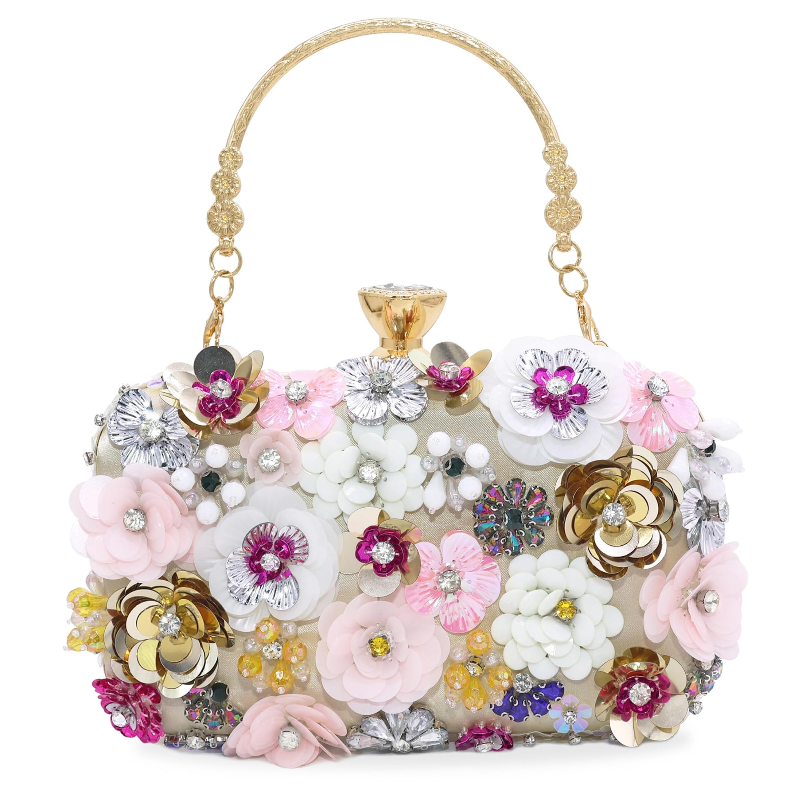 Women Clutch Purse Flower Evening Handbag Chain Shoulder Bag