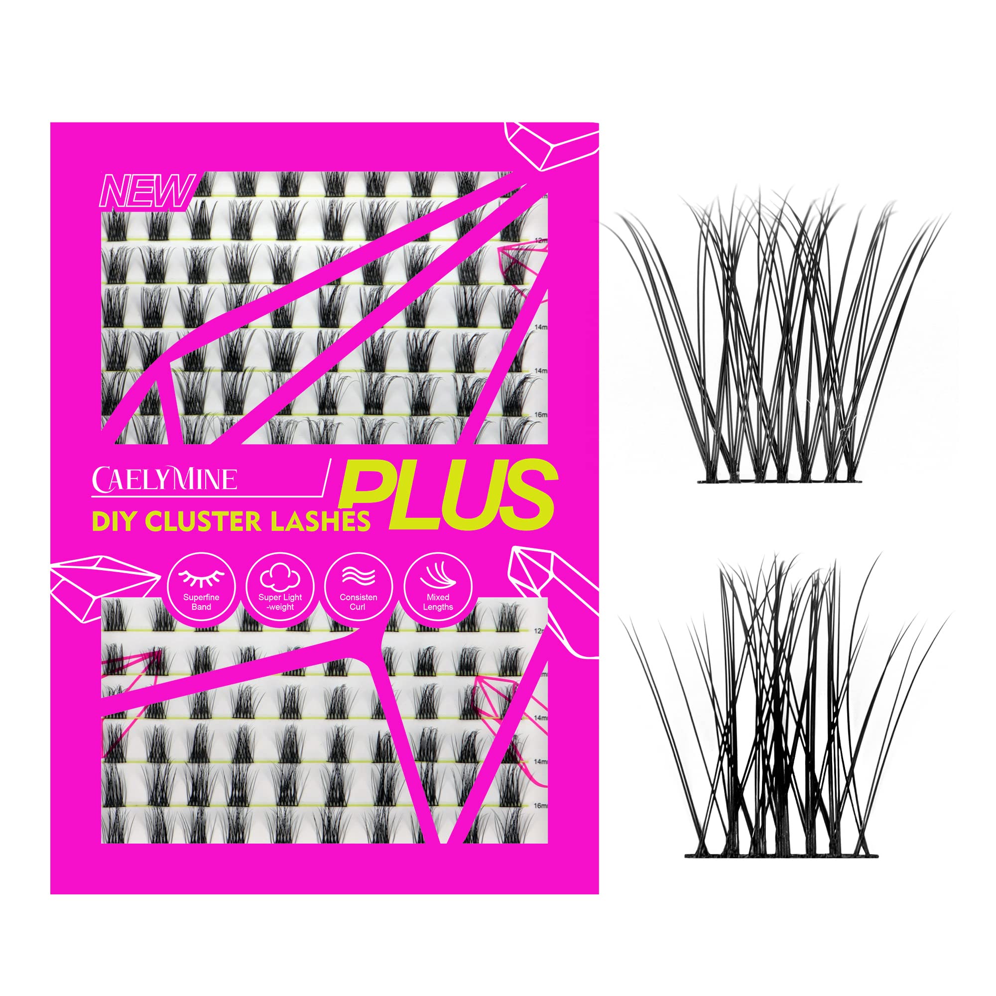 DIY Eyelash Extension, 140pcs Super Thin Band Cluster Lashes, Natural Look Reusable Lash Extension Clusters, C Curl Lash Clusters Mixed by CAELYMINE (Style3-5mix 0.07 Mix Black Band)