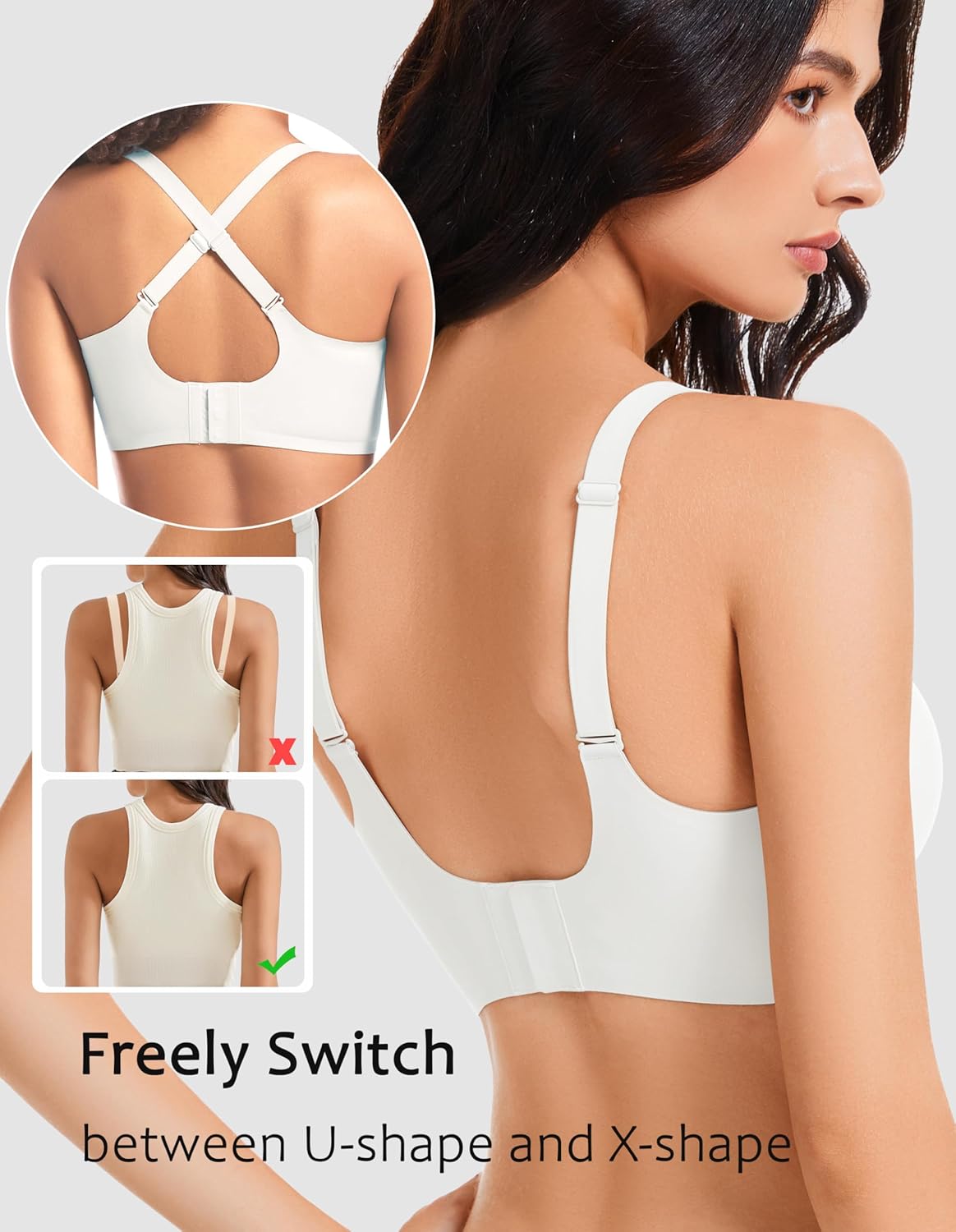 Vinfact Wireless Bras for Women No Underwire Scalloped Comfortable Push Up Supportive T-Shirt Bra Everyday Bra - Image 2