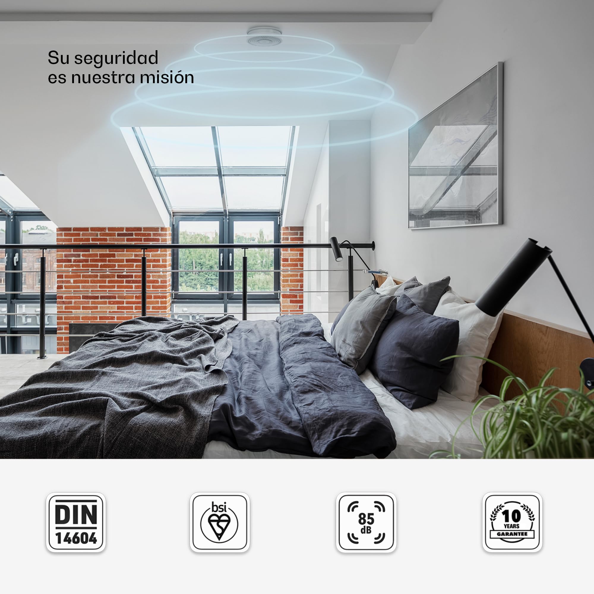 SHD OneConcept Detectores de Humo para Casa, 6X Alarmas de Incendio de Respuesta Rápida para Oficinas y Cocina, Detectores Humo con Sensor Óptico con Función de Prueba, Mini Detectores a Batería