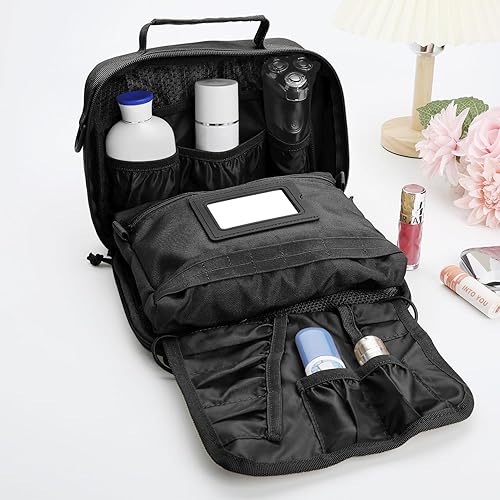 Miniatura 6 de SMONT Neceser táctico para hombre, 9.5 pulgadas, kit de Dopp colgante, bolsa de higiene de afeitado para viajes y baño