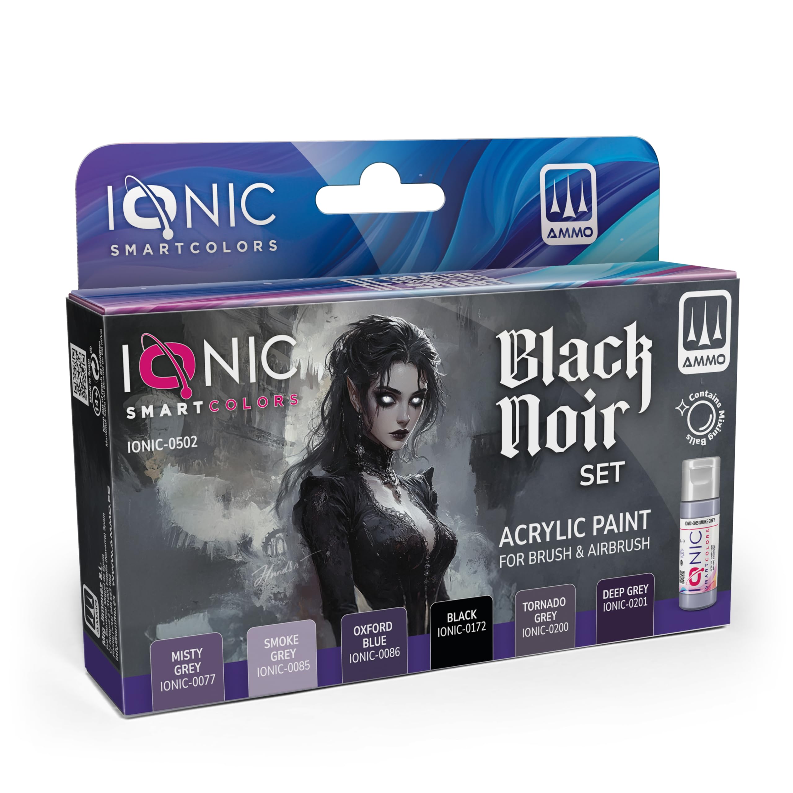 Ammo Ionic Set Scuro | Include tutto il necessario per dipingere il nero senza problemi in vari materiali, acrilico, multicolore, 20 ml
