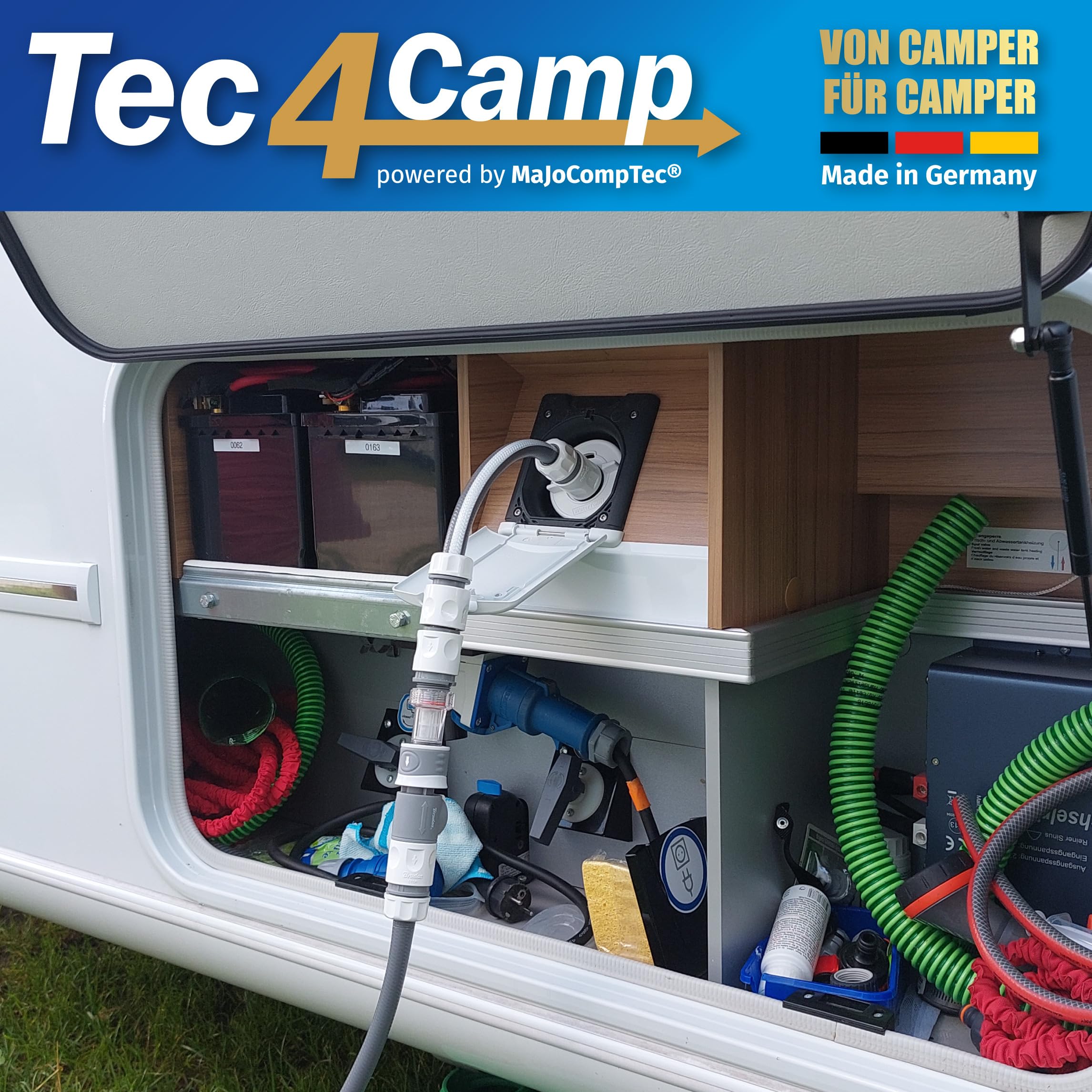 MaJoCompTec® CONNECT-30 Ensemble de réservoir d'eau pour camping-car | Bec verseur pour caravane avec couvercle de réservoir, accessoire (ensemble de raccordement avec filtre, sans adaptateur de