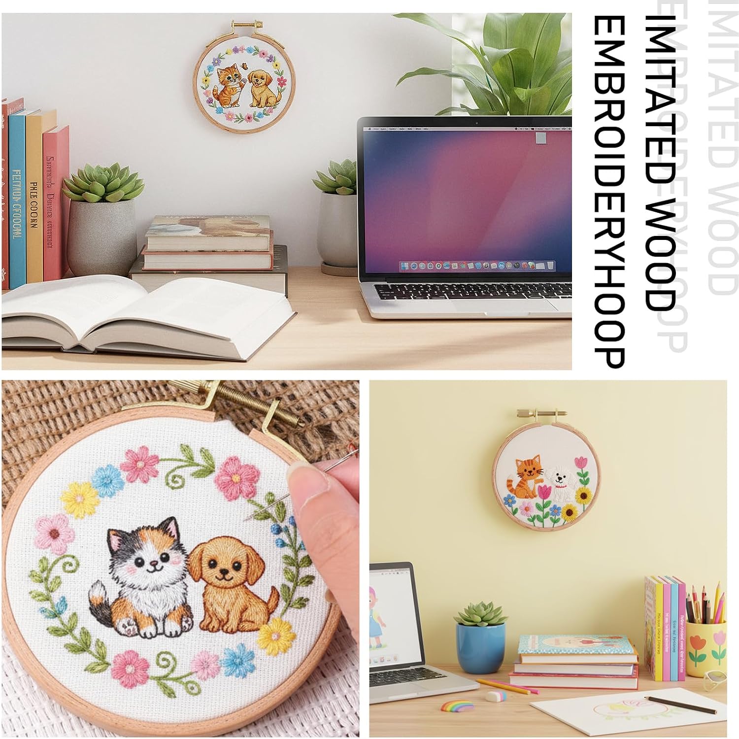 Josojoou 2Pcs Cross Stitch Hoop 3Inch Small Embroidery Hoop Round Wooden Embroidery Hoops for Art Craft Sewing Hanging Ornaments