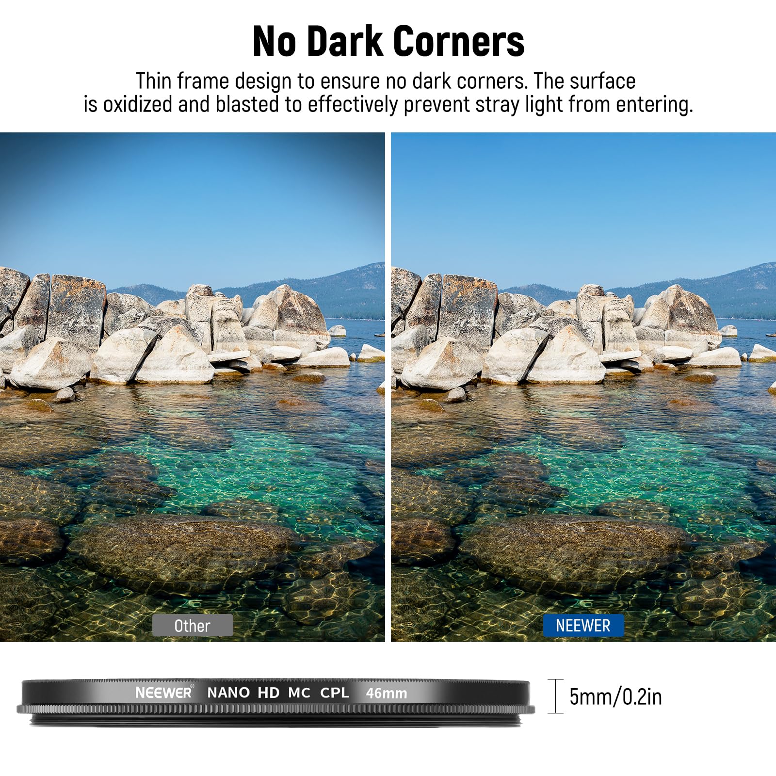 NEEWER Polarising Filter 46 mm, Circular Polarising Filter MC CPL with 24-Layer Nano Coating and HD/Ultra Thin Optical Glass - Image 4