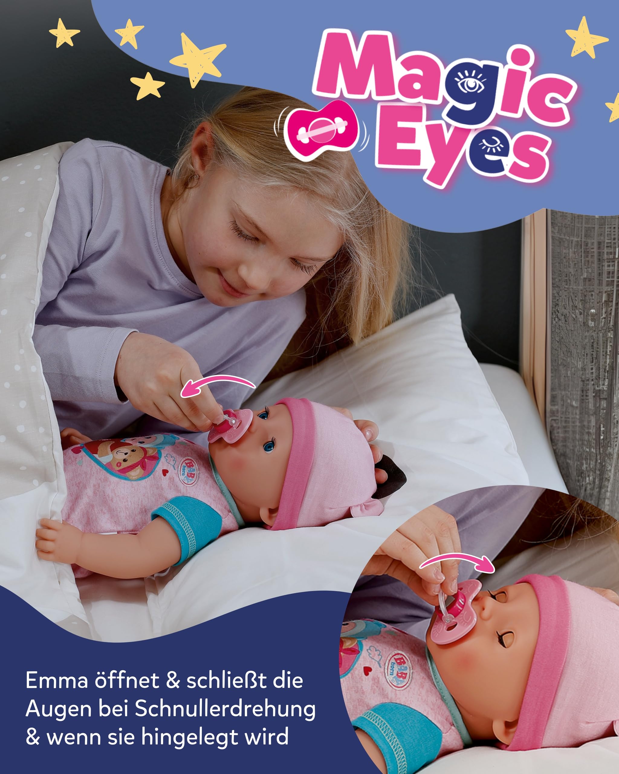 BABY Born Emma 43 cm Babypuppe 10 Funktionen Accessoires Strampler ohne Batterien ab 3 Jahren