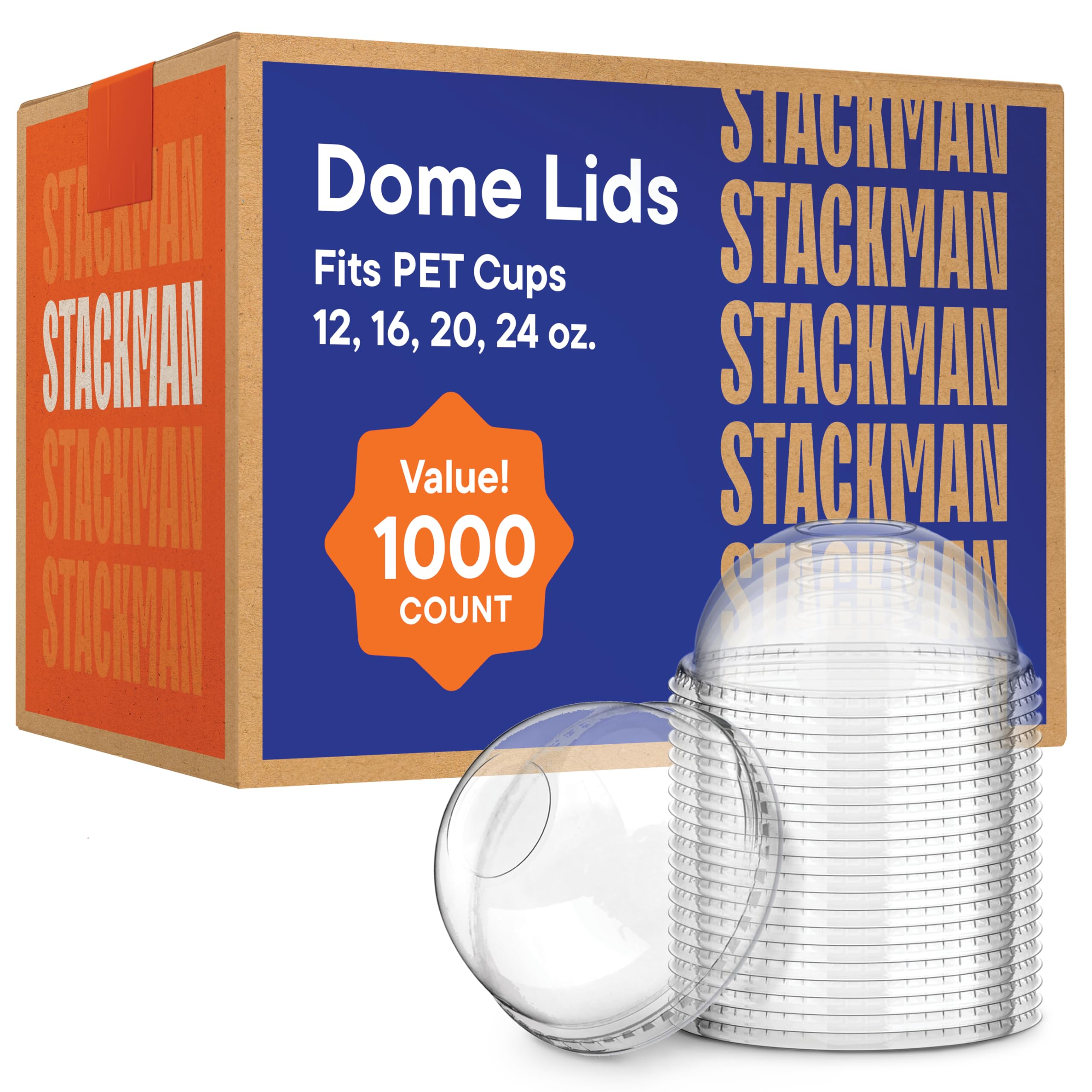 Clear PET Plastic Dome Lids With Straw Slot [1000-Pack] Disposable Lids with 1 Inch Straw Hole. Fits 12, 16, 20, 24 oz. Clear Plastic Cups - Great Use