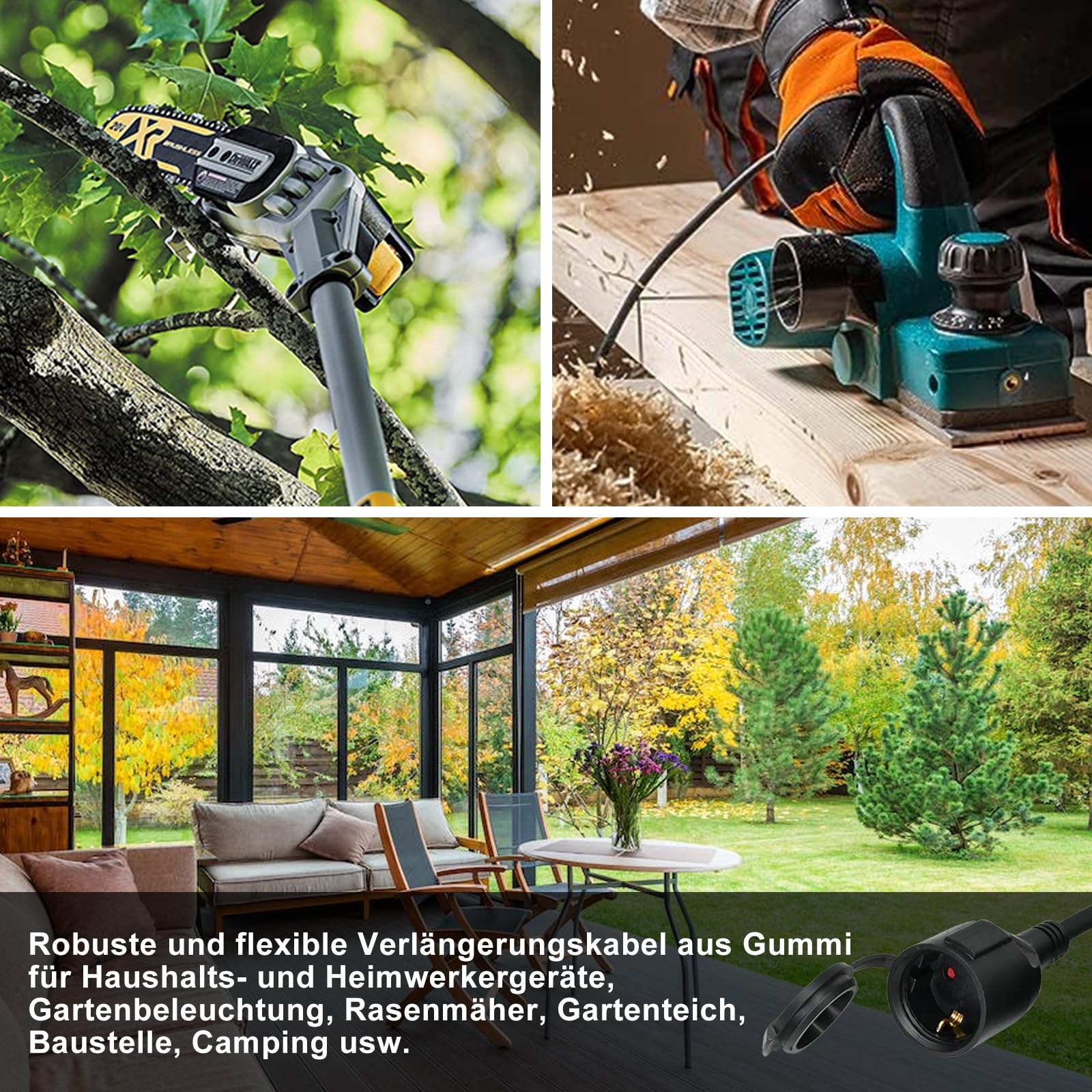 Rallonge Extérieure - GAO - H05VV-F 3x1,5mm² - 50m, Robuste, Résistante