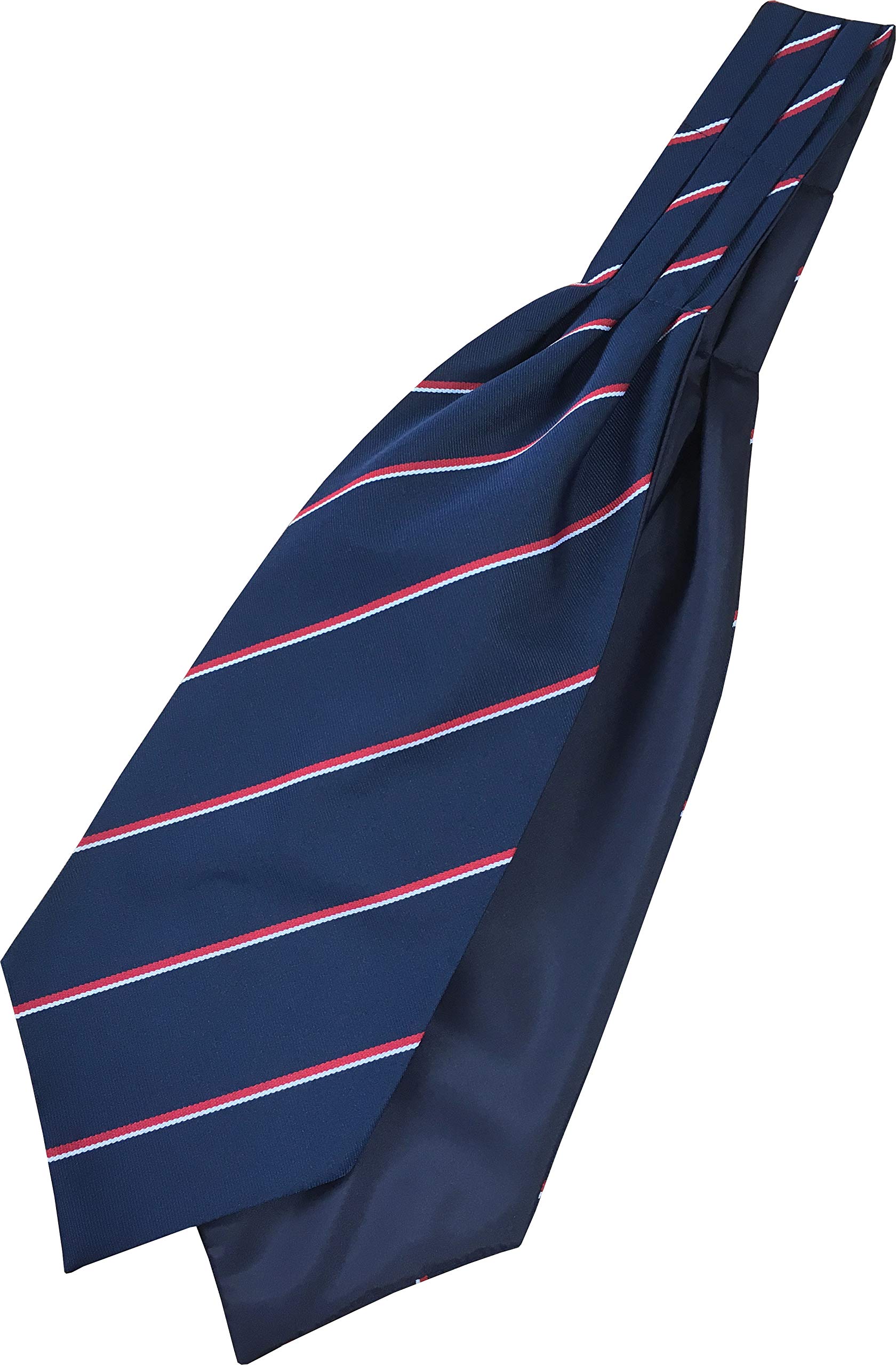 Great British Tie Club Men's Navy, Red, White Royal Navy Regit Woven Striped Ascot Cravat