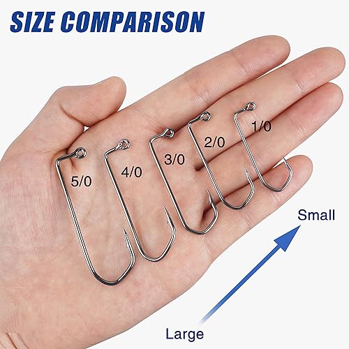 Miniatura 5 de Ganchos de plantilla Aberdeen de 90 grados, 110 piezas de mango largo forjados Duratin Jig Hooks Heavy Wire Jig Ganchos de pesca de acero de alto