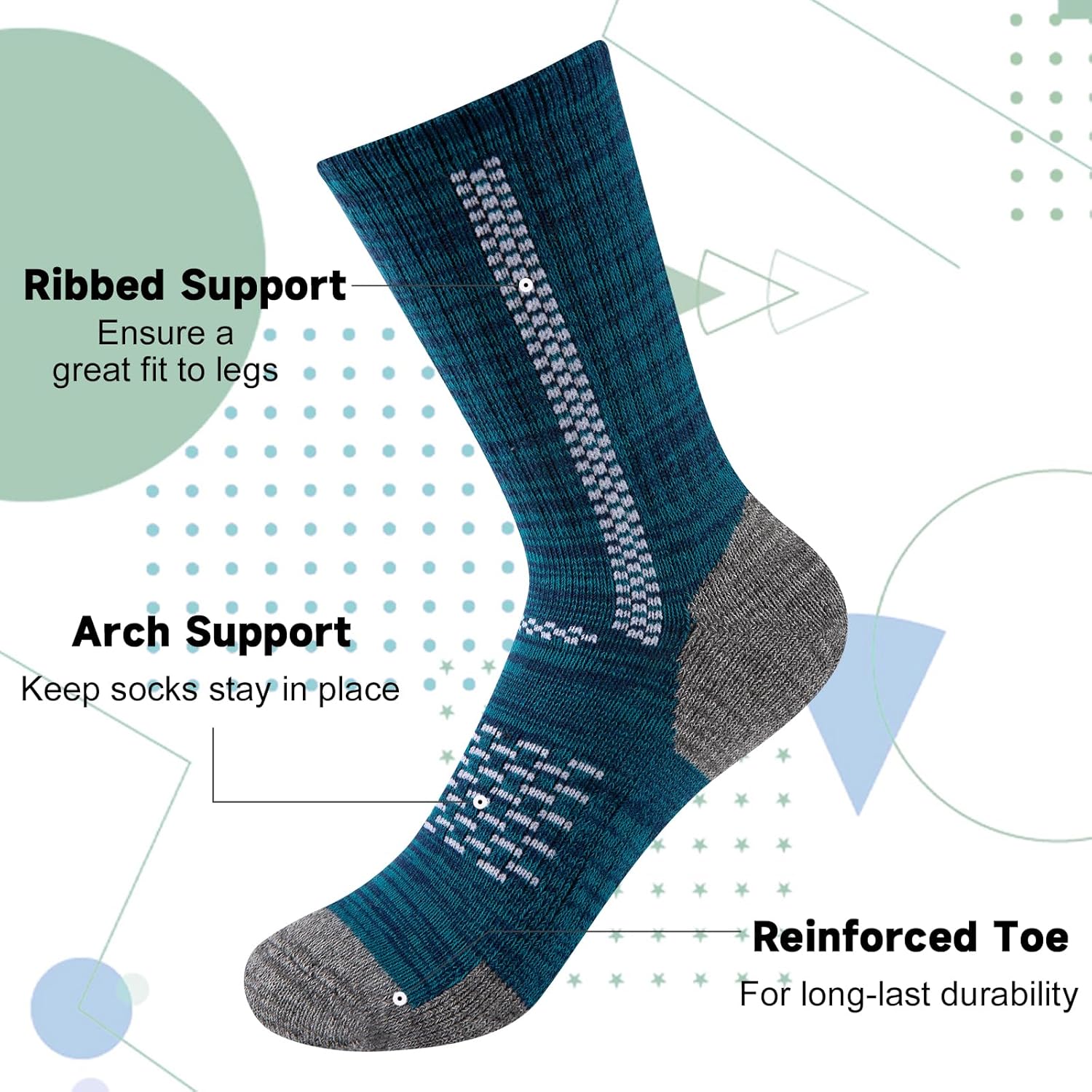 Comfoex Boys Crew Cotton Socks For Kids 6-8 4-6 8-10 Years Old Calf Half Cushioned Athletic Socks 6 Pairs - Image 4