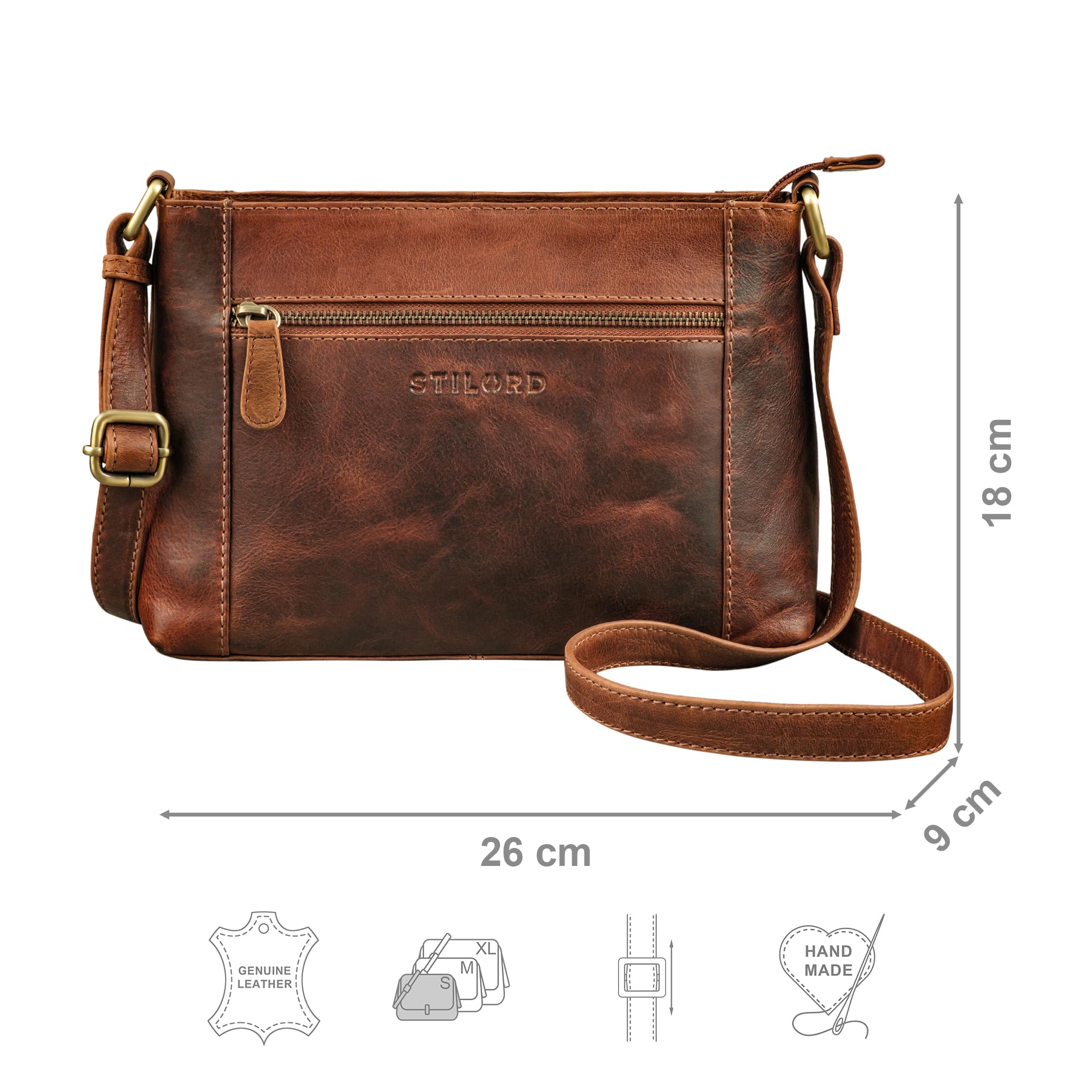 STILORD 'Peach' Bolso Bandolera Mujer Cuero Pequeño Bolsa Vintage Bolso de Mano Piel Pequeña