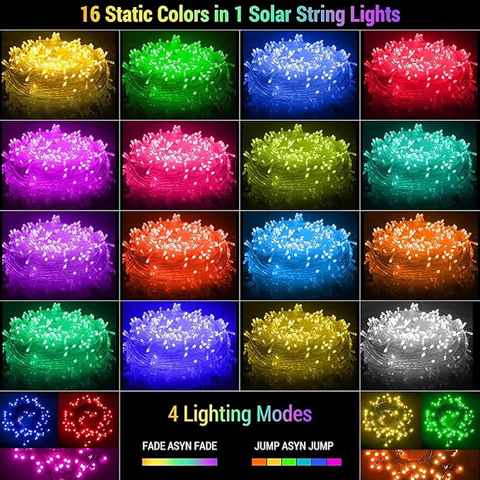 XEWEA Luces Solares de Cadena LED 40ft 16 Colores 100 LEDs Control Remoto miniatura 8