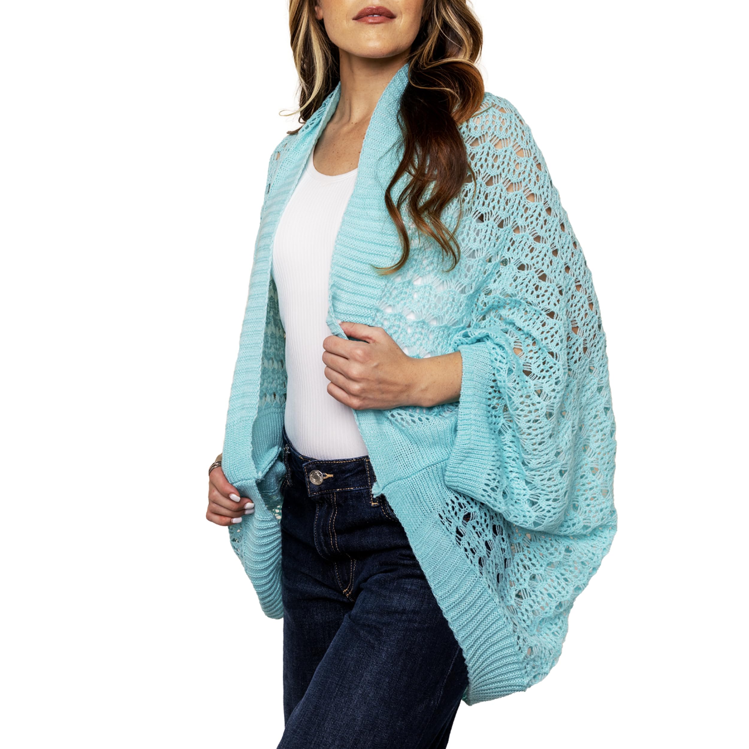 Open Weave Cocoon Shawl for Women, Cardigan Sweater, Lightweight Pashmina Shawl Wrap, Poncho Scarves for Women