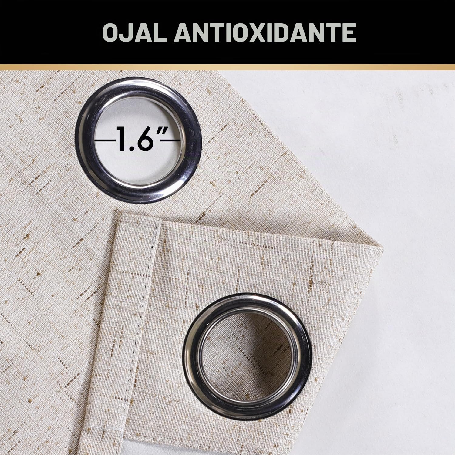 PrinceDeco Cortinas Opacas 100% de Lino Texturizado primitivo para Dormitorio/Sala de Estar, Cortinas de Ahorro de energía, Tela de arpillera con Forro Blanco Aislante térmico (52 x 96 Pulgadas,