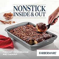 Vista 5 de Farberware Bandeja antiadherente para hornear con tapa, molde antiadherente para pasteles con tapa, rectangular, 9 x 13 pulgadas, color gris