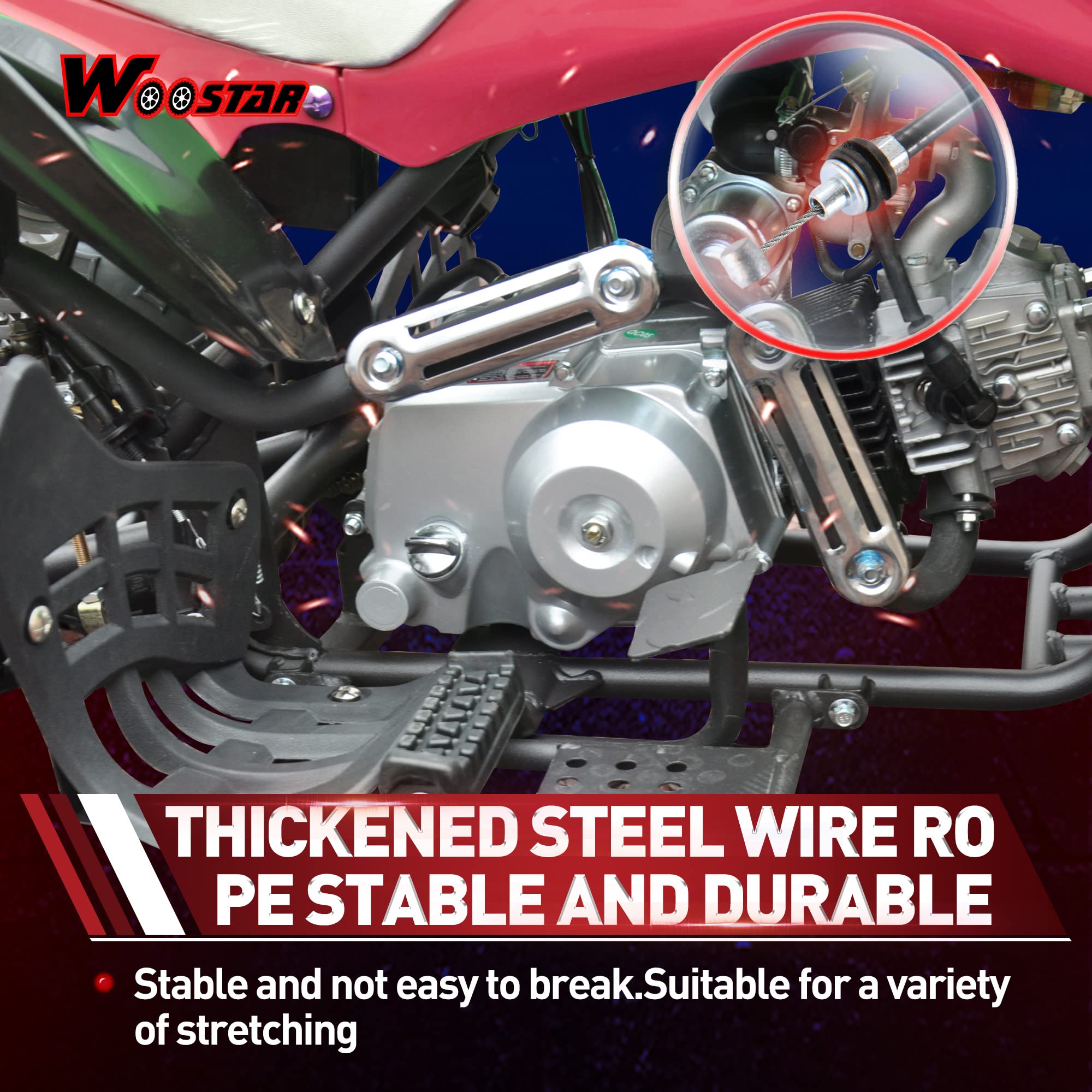WOOSTAR 800mm Cavo Acceleratore Cambio con Regolatore Sostituzione per 50cc 70cc 90cc 110cc 125cc Dirt Pit Bike Scooter ATV Quad Go Kart