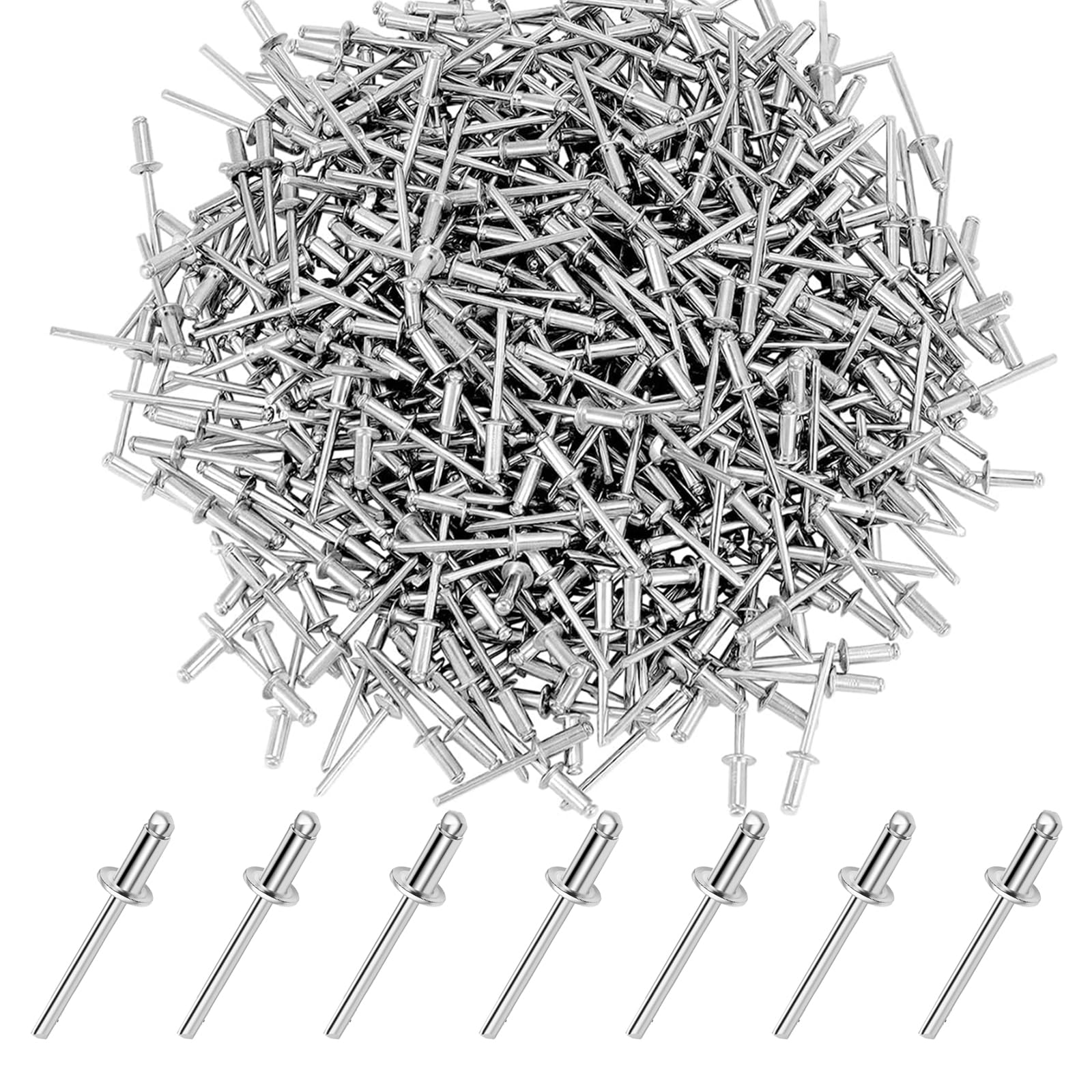 Zynthor 200Pcs Aluminum Blind Rivets, 4.8 x 16mm Pop Rivets Assortment, Aluminum Grip and Steel Mandrel, for Metal, Marine Boat, Automotive, Railway, and Duct Work