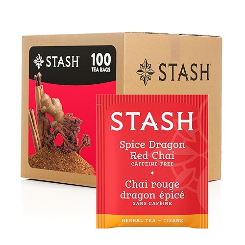 Stash Tea Spice Dragon Red Chai - Té de hierbas rojo caja de 100 bolsas de té el embalaje puede variar