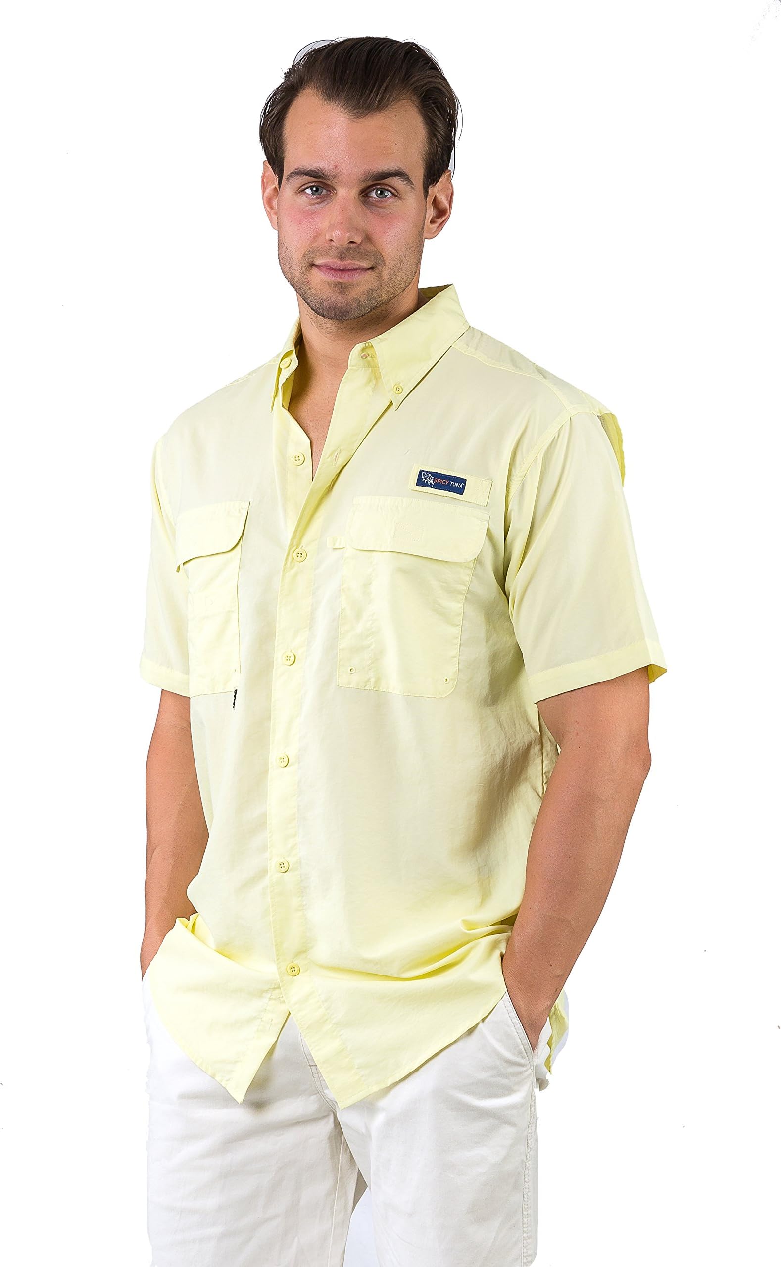 Licensed-Mart Men's Shirt | Short Sleeve | Performance Fishing Shirt | UV-Sun Protection | Vented