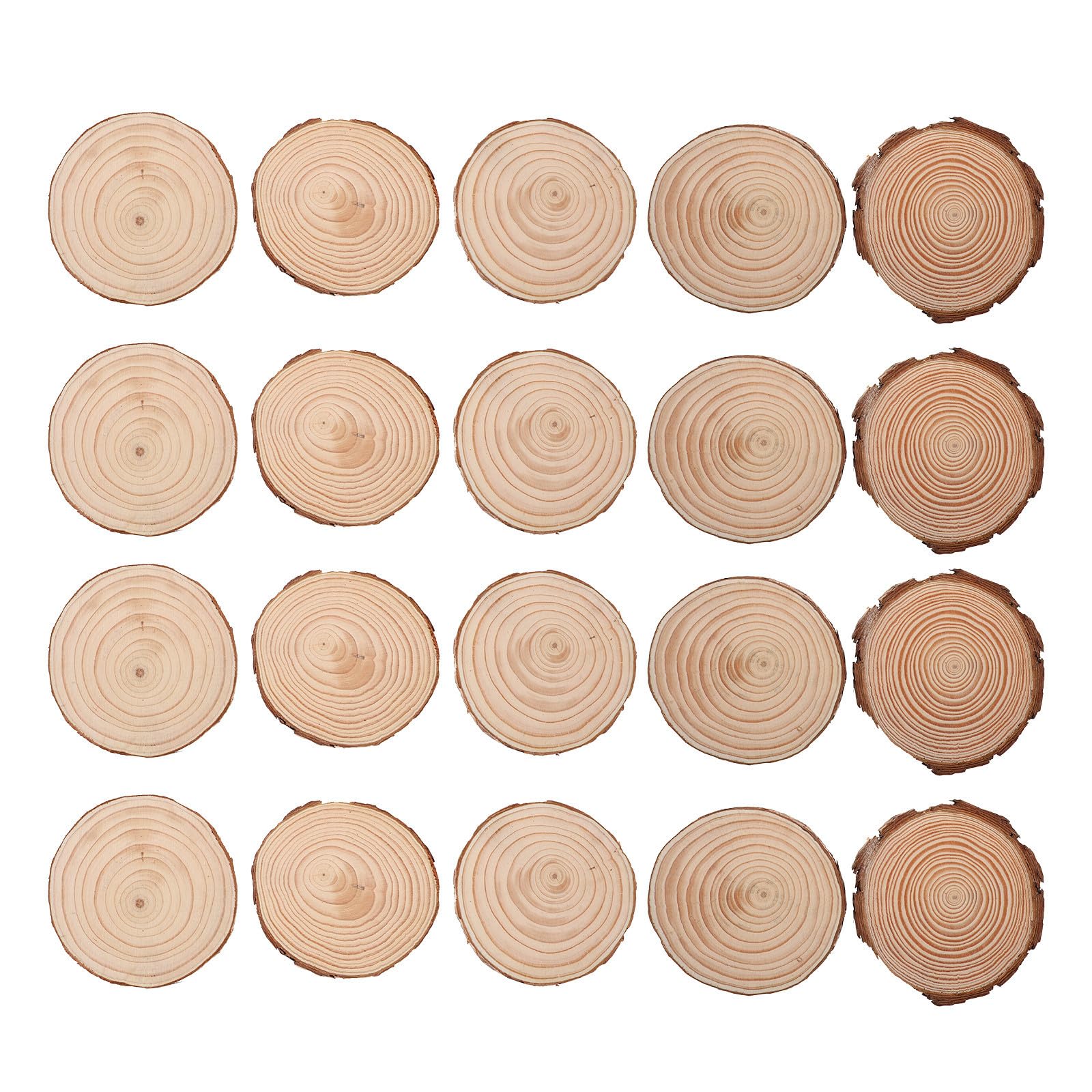 Rustikale Holzscheiben aus Kiefer 20 Stück Rund für Kinder | 11 Cm Naturbelassen, Braun, für Selbstgemacht Projekte und Malen, Geeignet als Untersetzer und Tischdeko